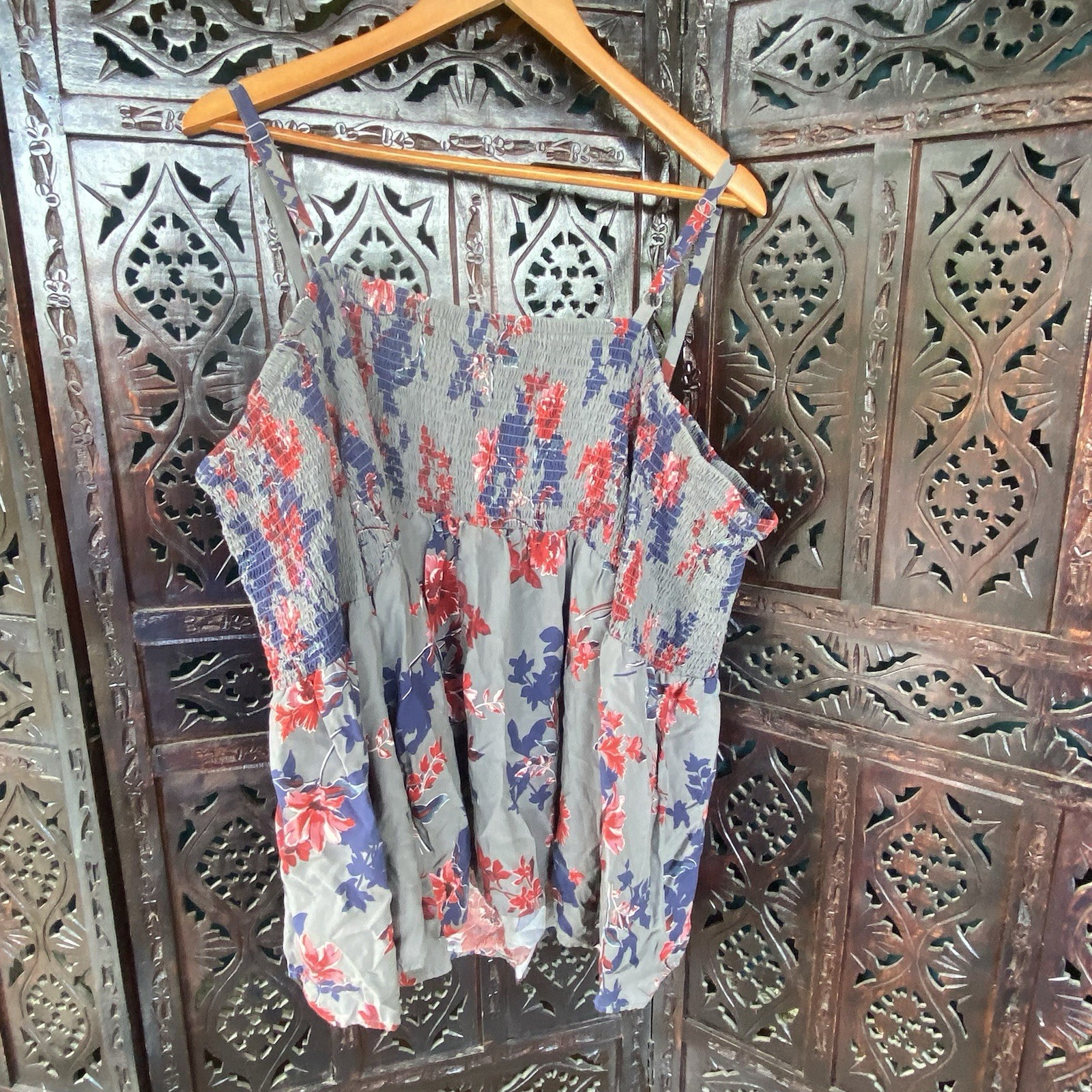 TORRID 3 Cold Shoulder Strap Top Womens 22/24 Floral Bell Sleeve Boho Blouse