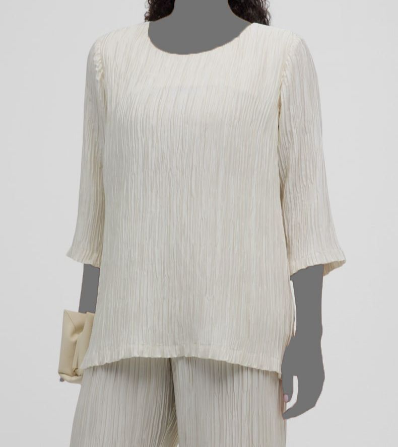 Caroline Rose Women’s Ivory Scoop-Neck Pleated Top Plus Size 2X