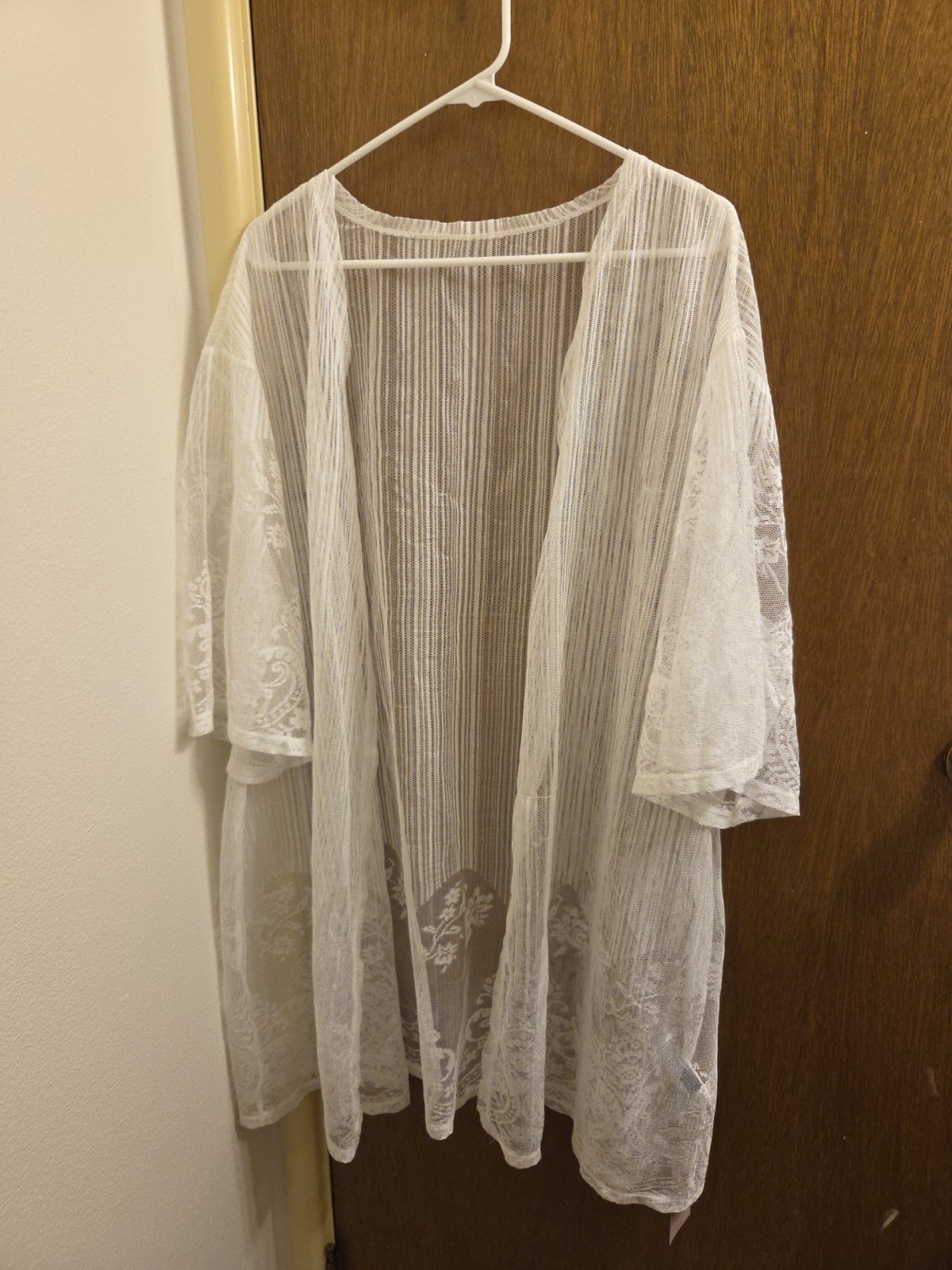 Emery Rose Womens Plus Size 5xl White Lace See Through Open Layering Top New Nwt