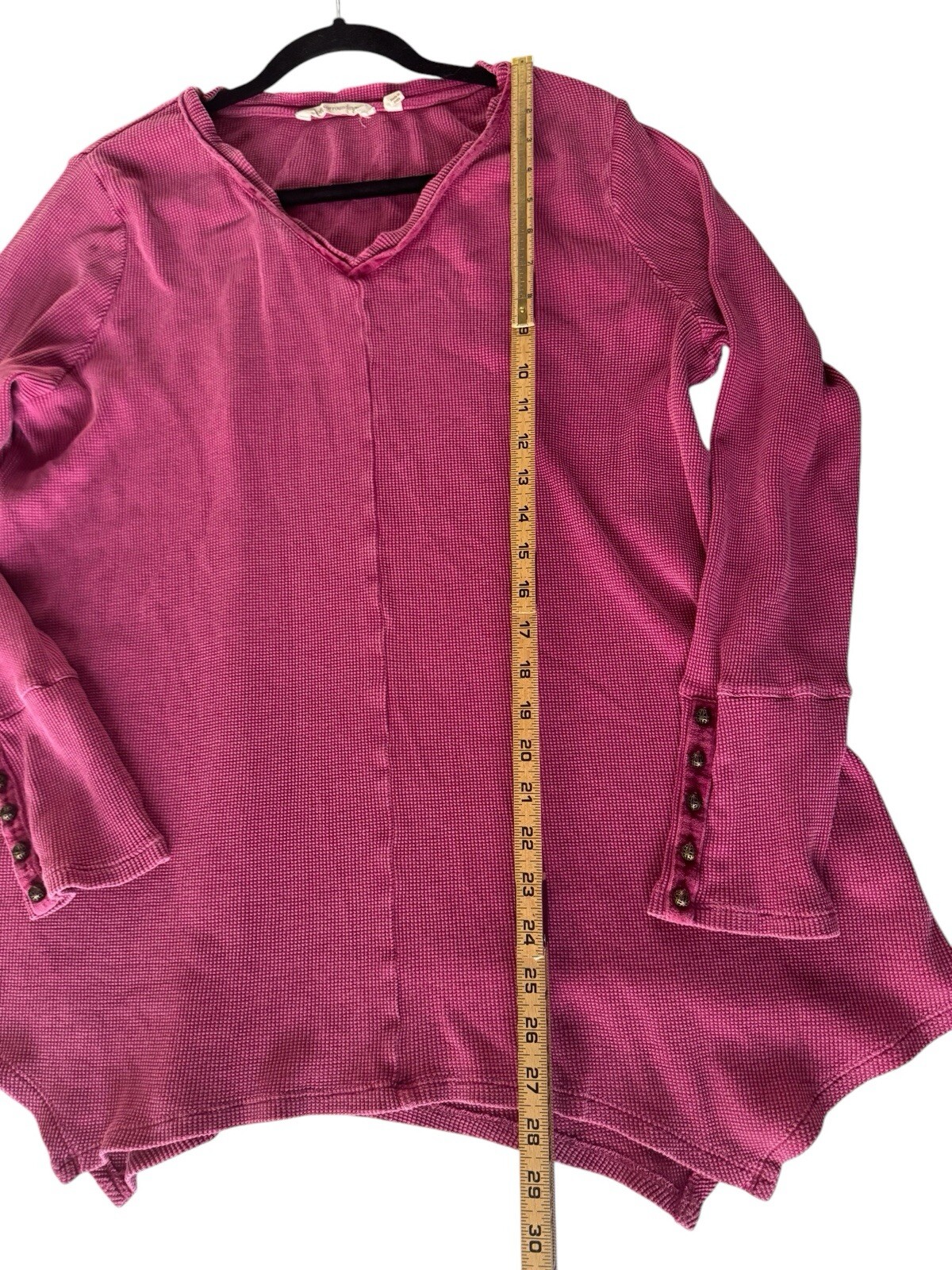 Soft Surroundings Large Thermal Assymetrical Tunic Waffle Fuschia Top #3863