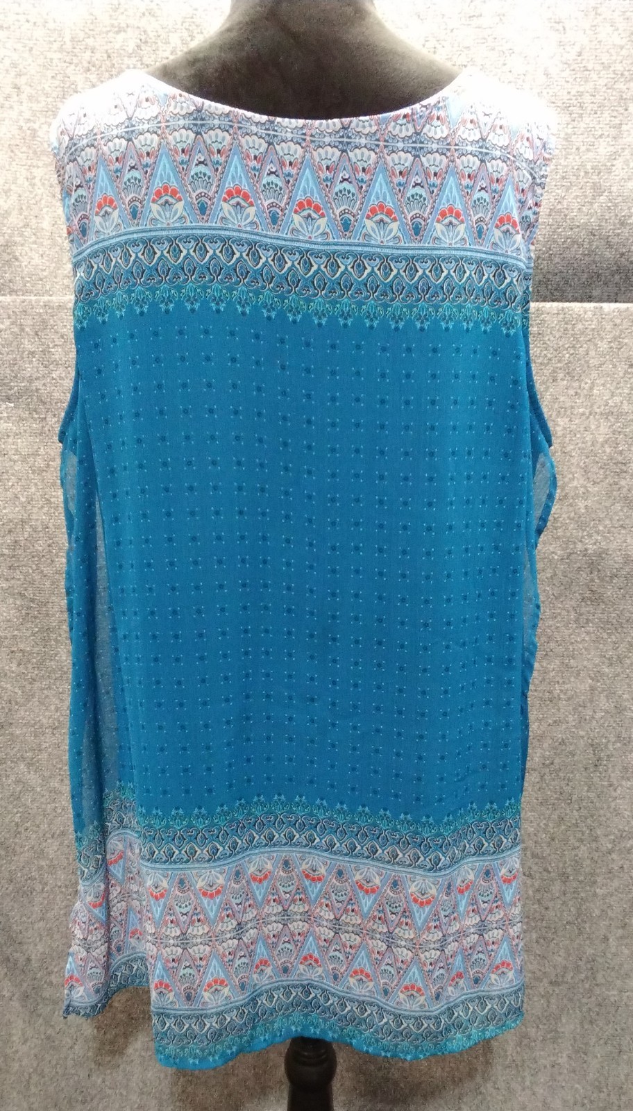 Cato Est. 1946 Tank Top Wmns Size 22/24 Boho Teal Two-In-One Layered Split Front