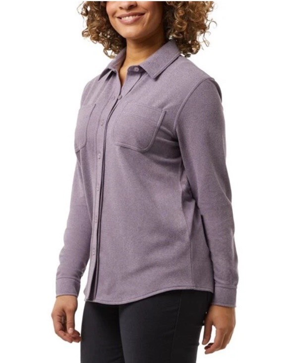 32 Degrees Ladies’ Soft Fleece Button Up Shirt PurpleXL 1815413 Purple NWT