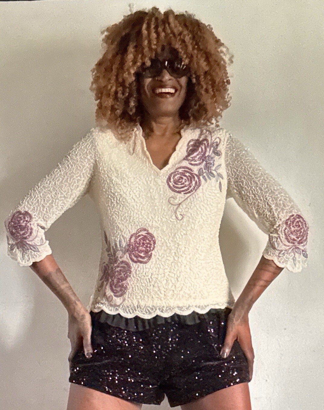 VINTAGE JACQUES VERT CREAM IVORY SILK SEQUINS LONG SLEEVES BLOUSE SIZE:12