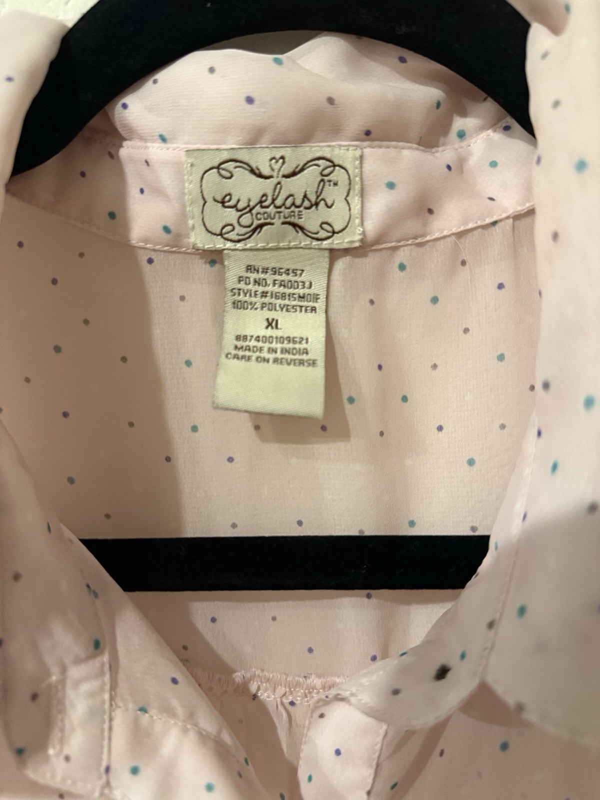 Eyelash Couture XL Pink Polka Dot Chiffon Sleeveless Romantic Pleated Blouse