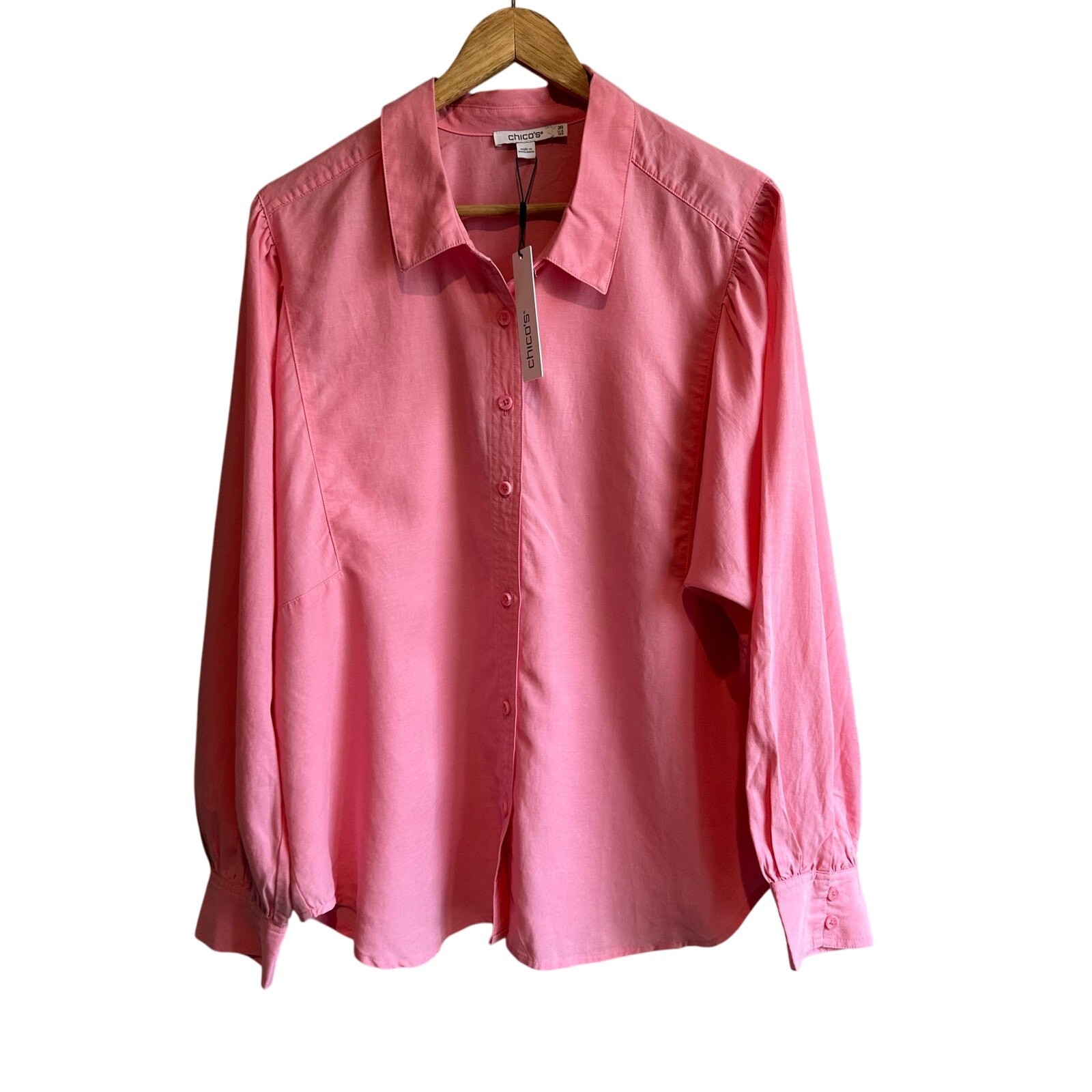 Chico’s Tencel Blend Dolman Sleeve Button Up Blouse Shirt Sunset Dunes 2 L