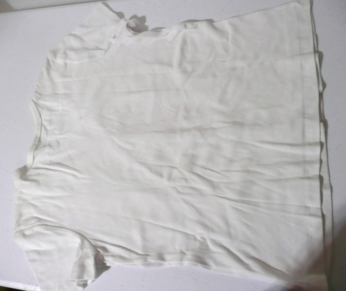 Unbranded Women White Cotton Short Sleeve 2-in-1 blouse w/front neck Lacy Trim