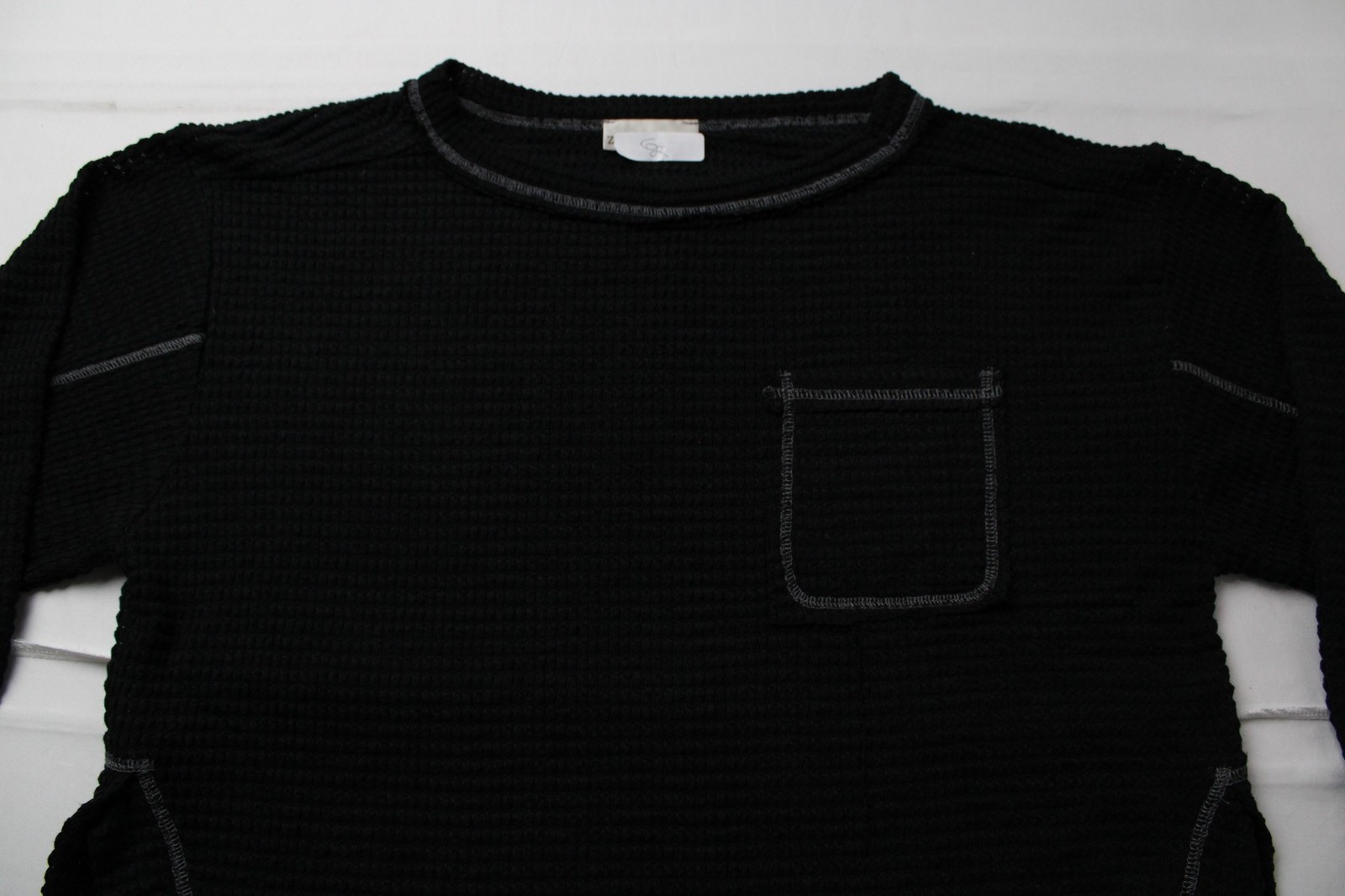 Zenana Women’s Long Sleeve Waffle Knit Pocket Pullover AC2 Black Size: L/XL