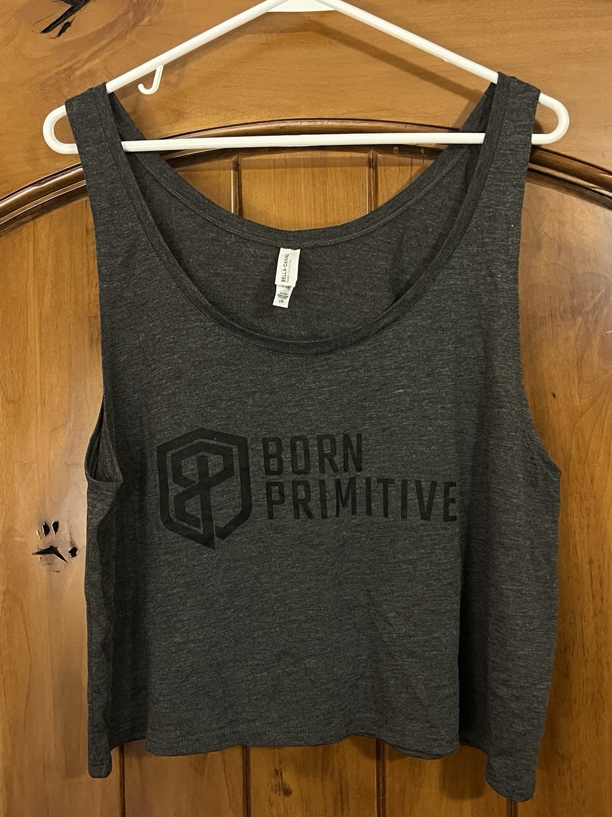Born Primitive Women Dark Gray L/XL Tank Cropped Sleeveless Gym Workout New NWOT