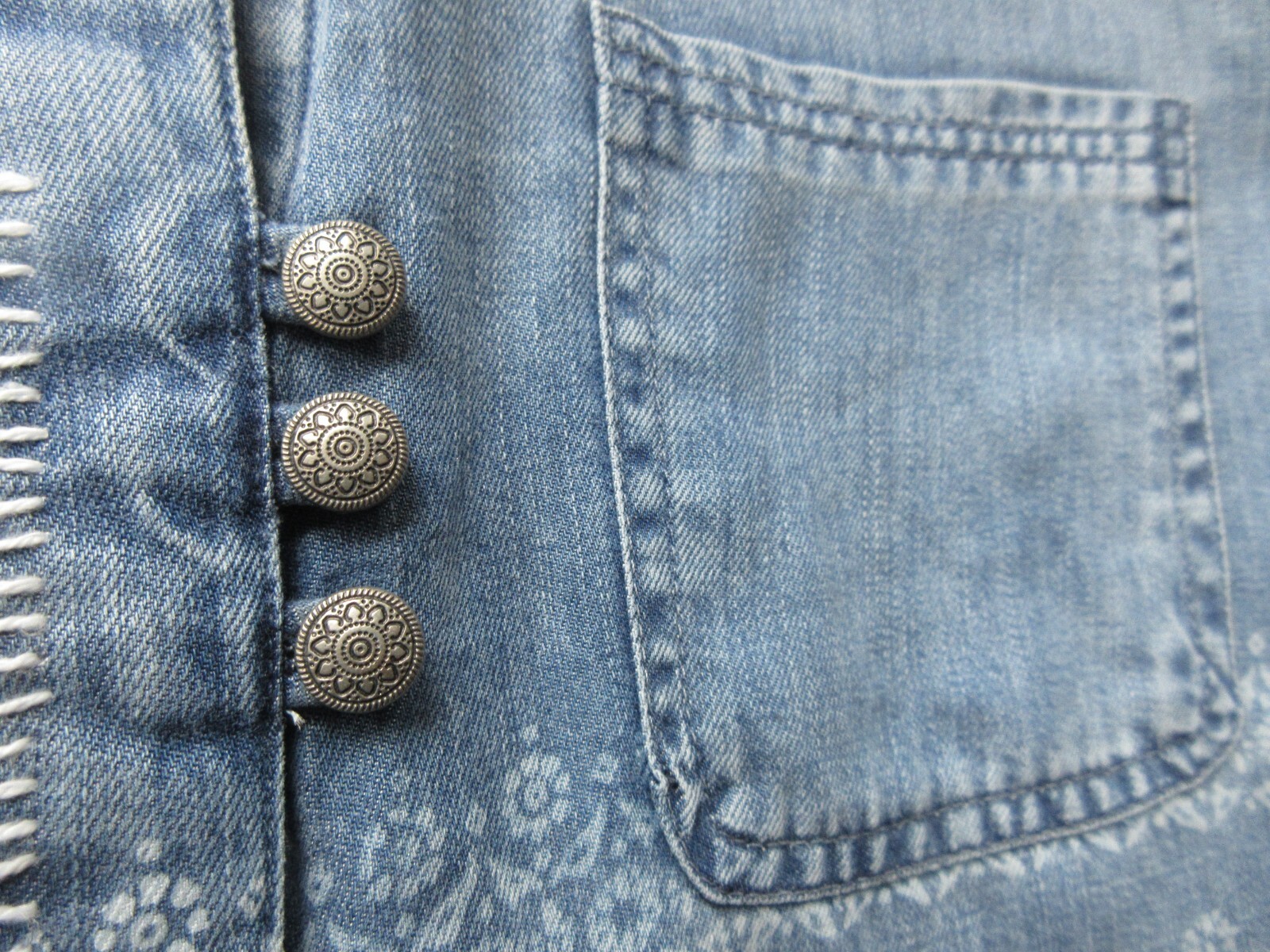 JACHS GIRLFRIEND SIZE M TUNIC BLUE LYOCELL UNIQUE DESIGN ORNATE METAL BUTTONS