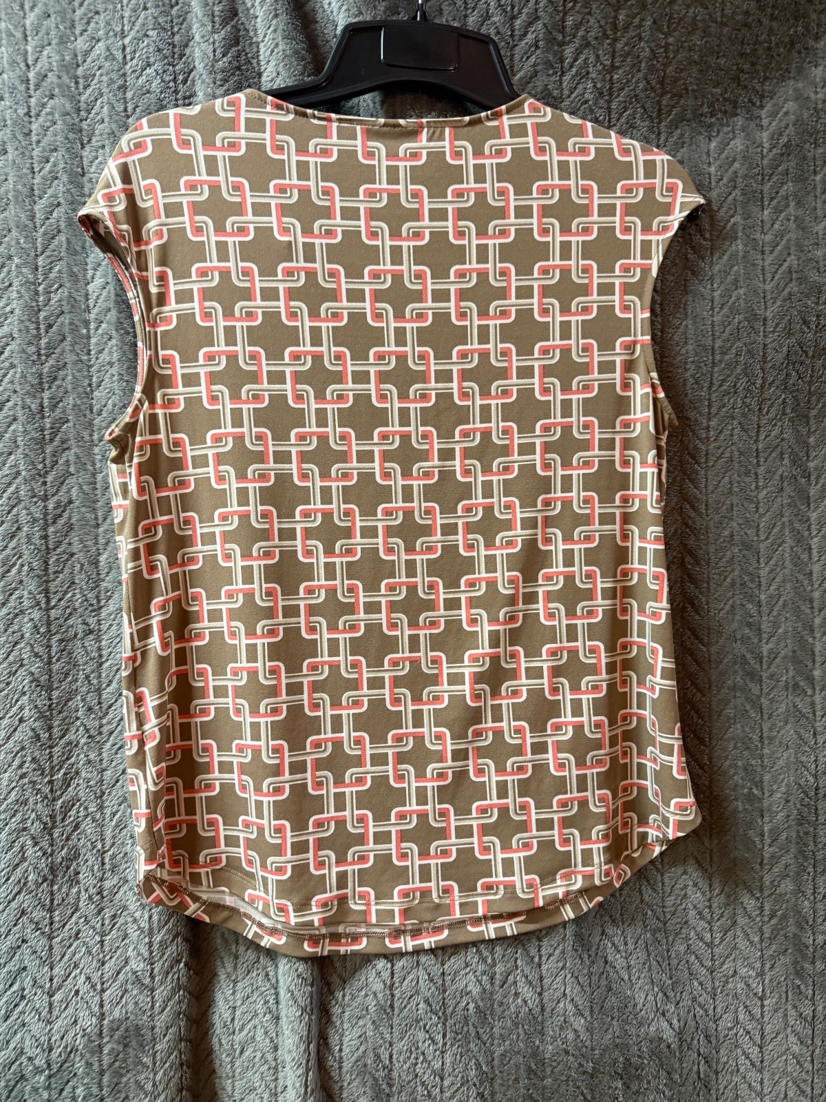 7th Avenue Design Geometric Patterned Sleeveless Top with Bow Accent, Size M