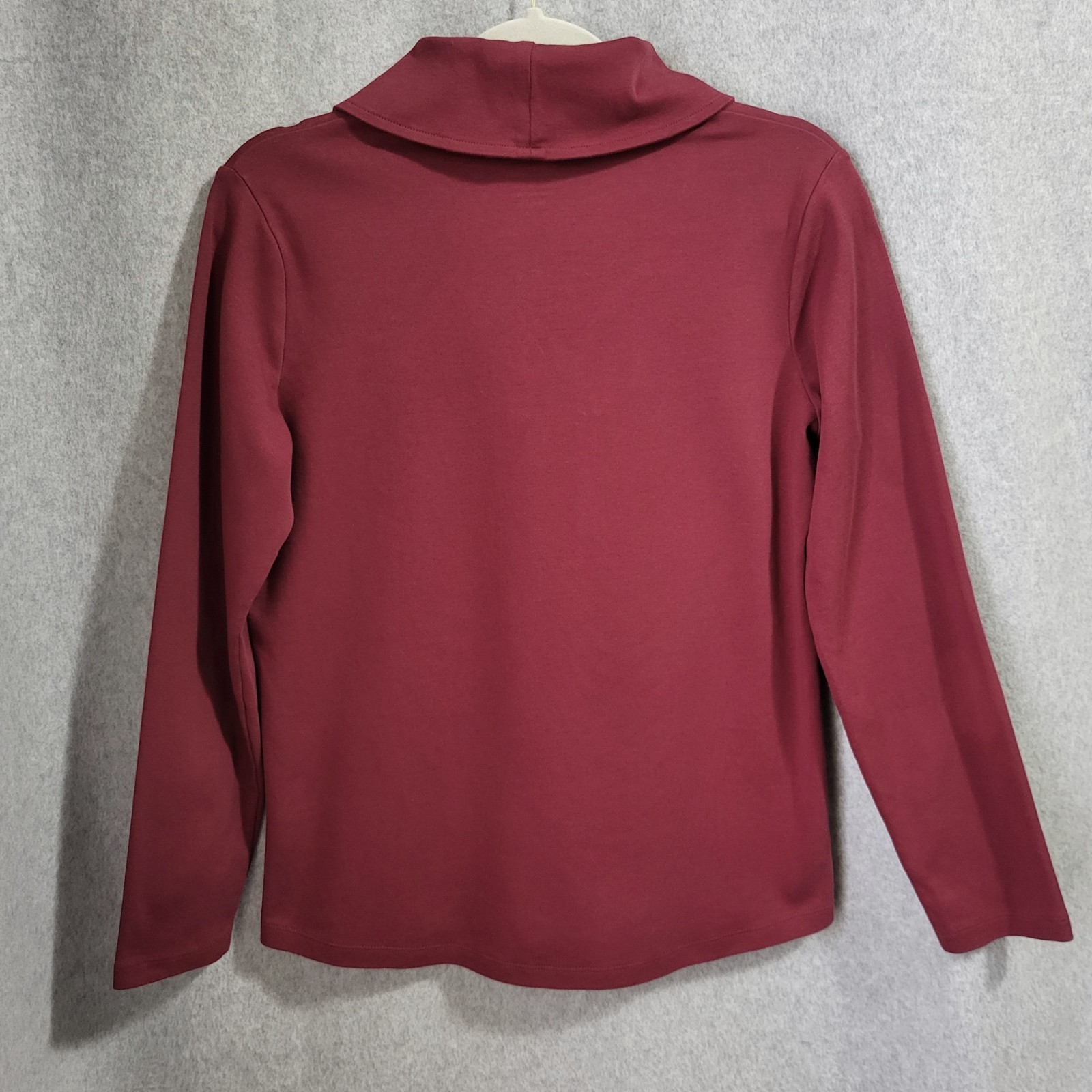 LLBean Top Women M 100% Cotton Dark Plum Shawl Collar Long Sleeve Preppy Casual