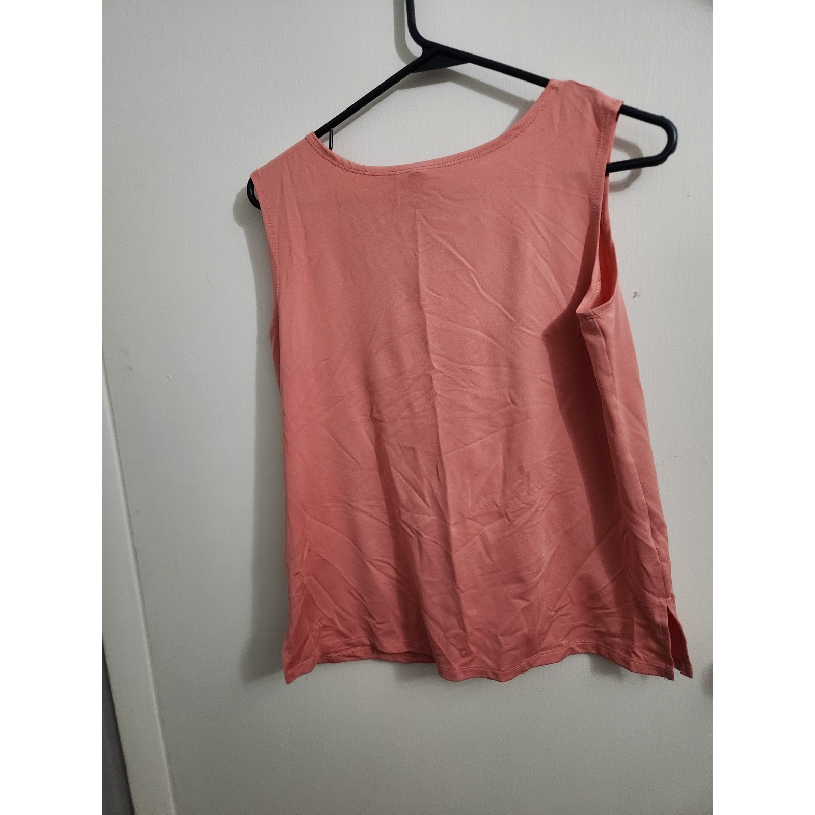 Unbranded Pink Scoop Neck Tank Top Sleeveless Side Slit Basic Casual Top