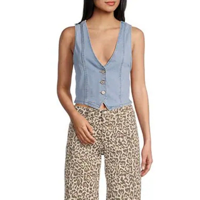 YMI Jeanswear Denim Cropped Vest, New with Tags, size S