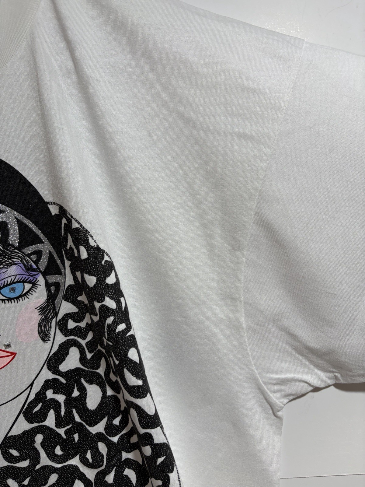 CAROL JOSEPH FACE IT! SINGLE STITCH BEJEWEL WHITE T-SHIRT XL SUGAR BABY NWT