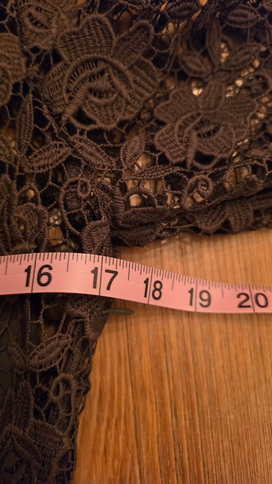 Zara Basic Brown Floral Lace Crochet Blouse Top 3/4 Sleeve Size Medium