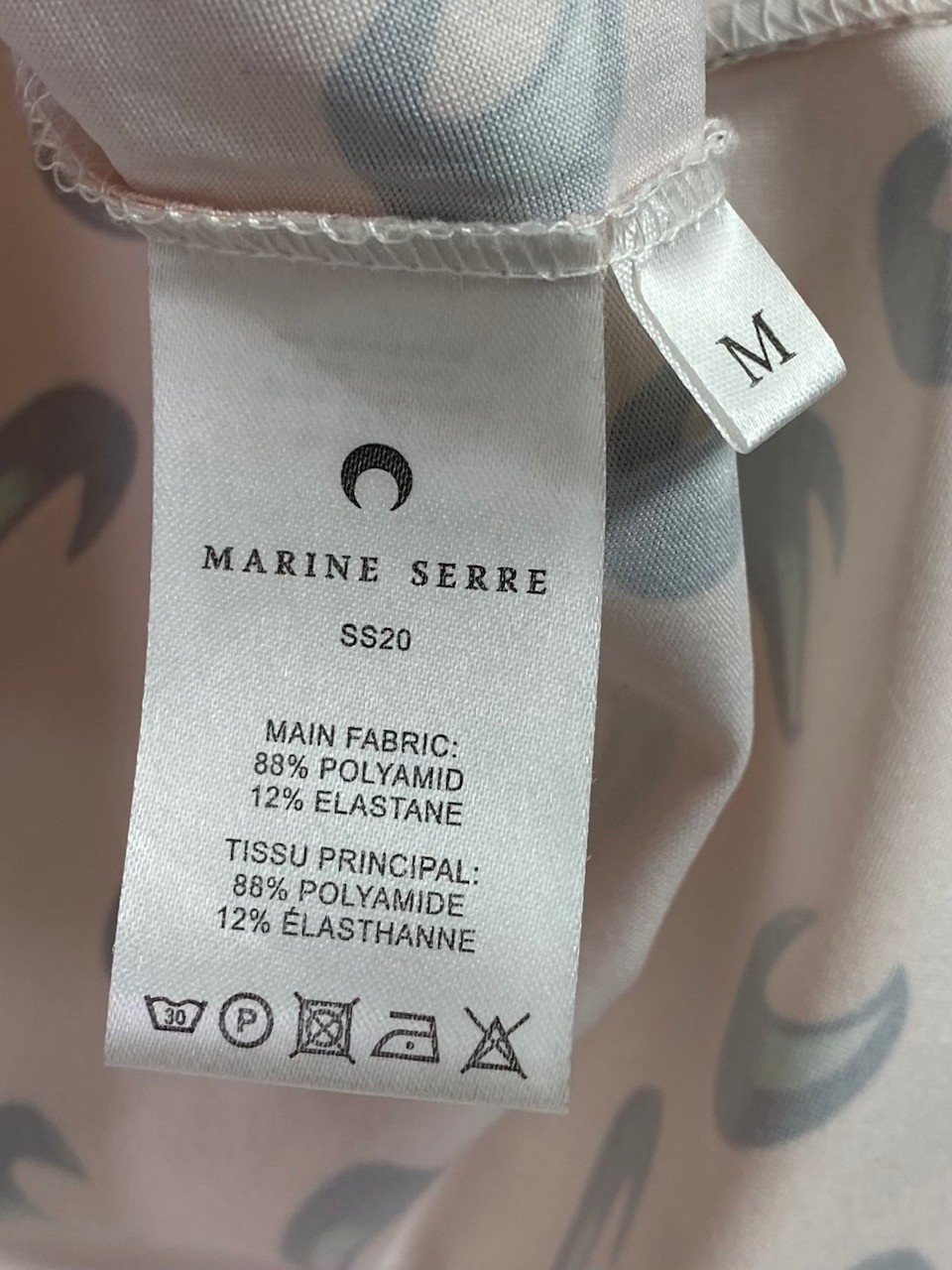 MARINE SERRE White Line Second Skin Stretch Tan Moon Print Long Sleeve Top M = 8
