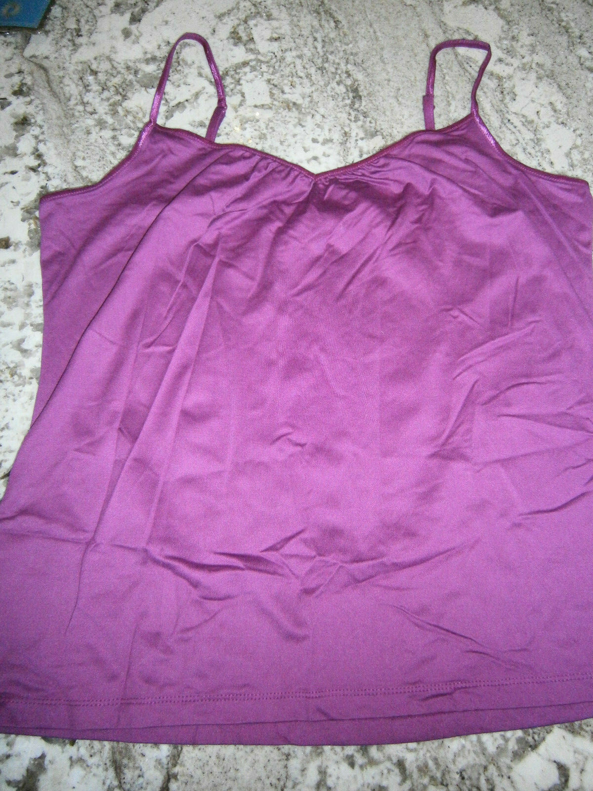 NWT Apt 9 Size XL Magenta Wine Shirred Cami Top Spandex Stretch Layering Tank