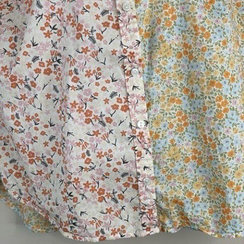American Eagle Retro Cottage Patchwork Top Small Floral Twee Oversized Layering