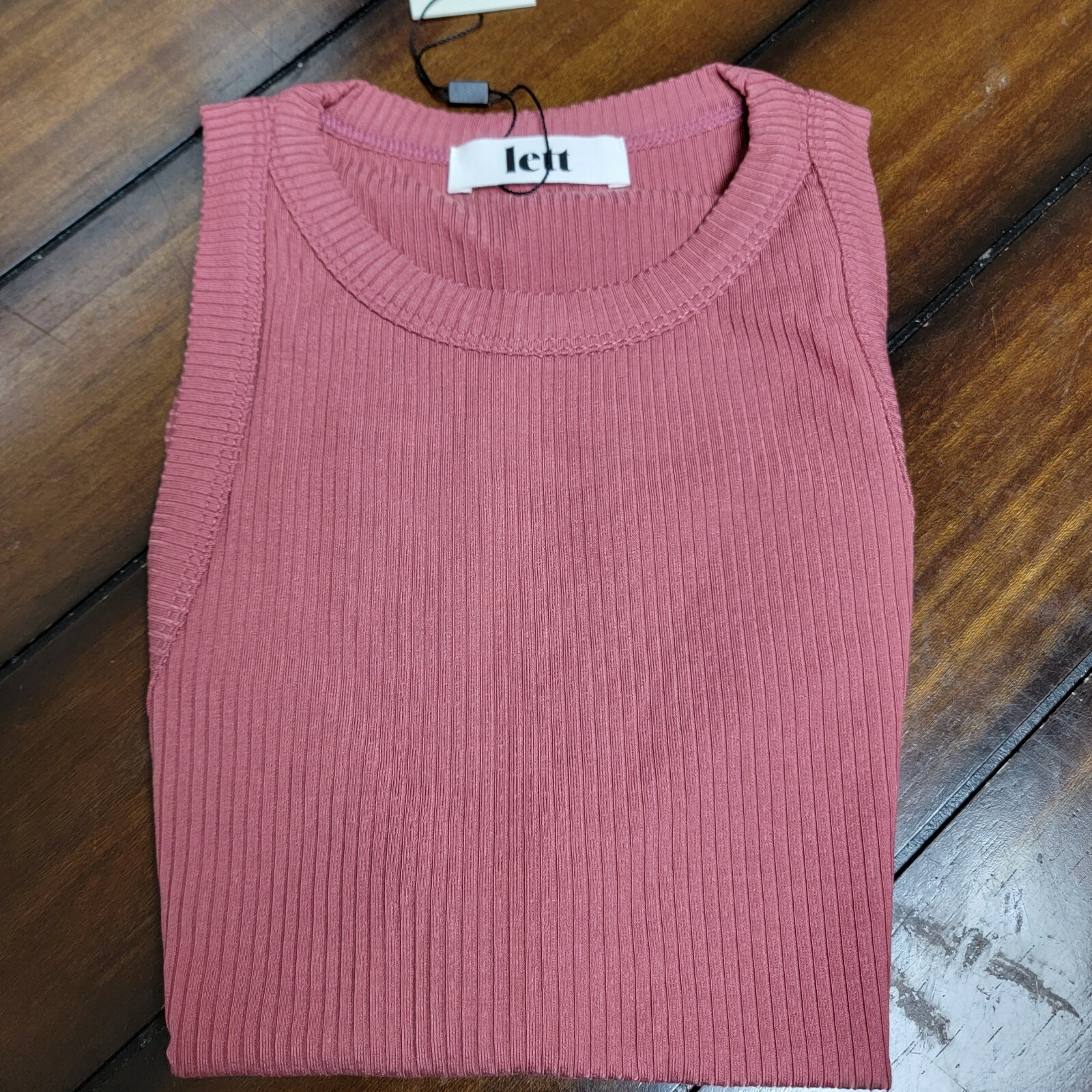 Lett Ventura High Neck Ribbed Tank Top Terracotta Mauve Women’s Size Small