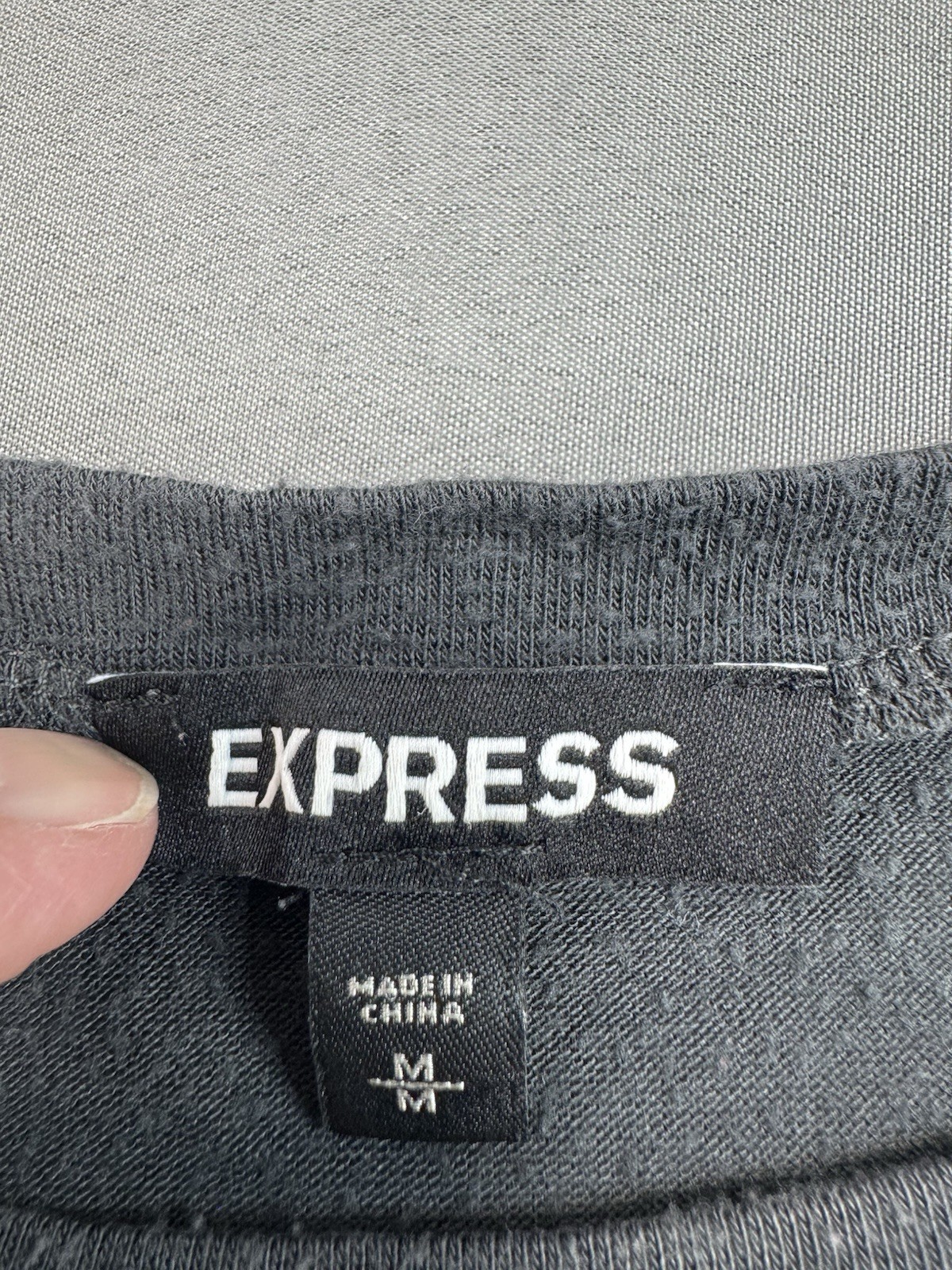 Express Women’s Size Medium Gray Stretch Slay Tee Shirt M Raised Lettering