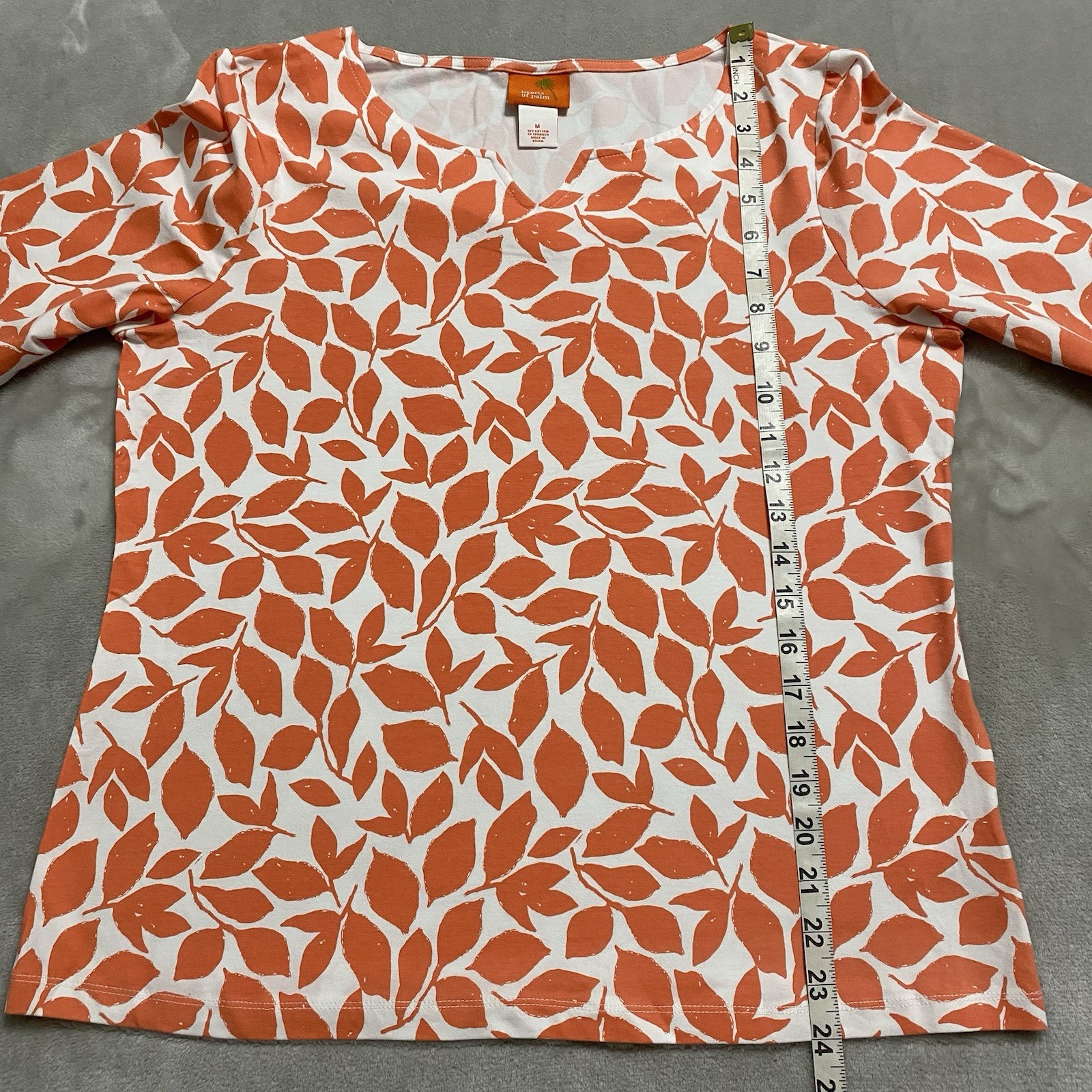 Hearts Of Palm Blouse Medium Coral Leaf Essential Top Casual Travel Beach