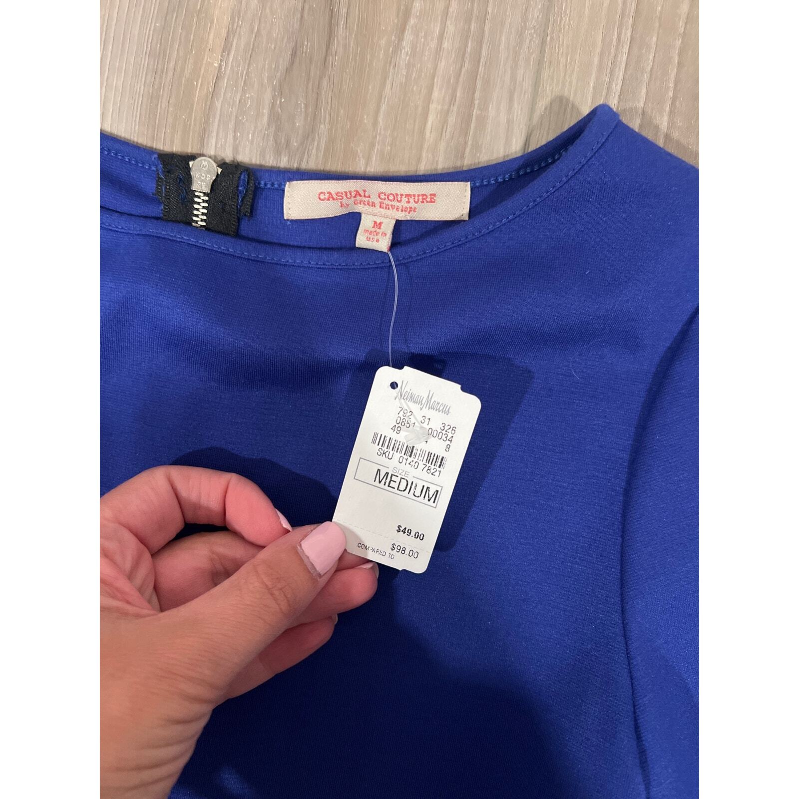Casual Couture by Green Envelope, New, Peplum Zip Size M, Blue KB10