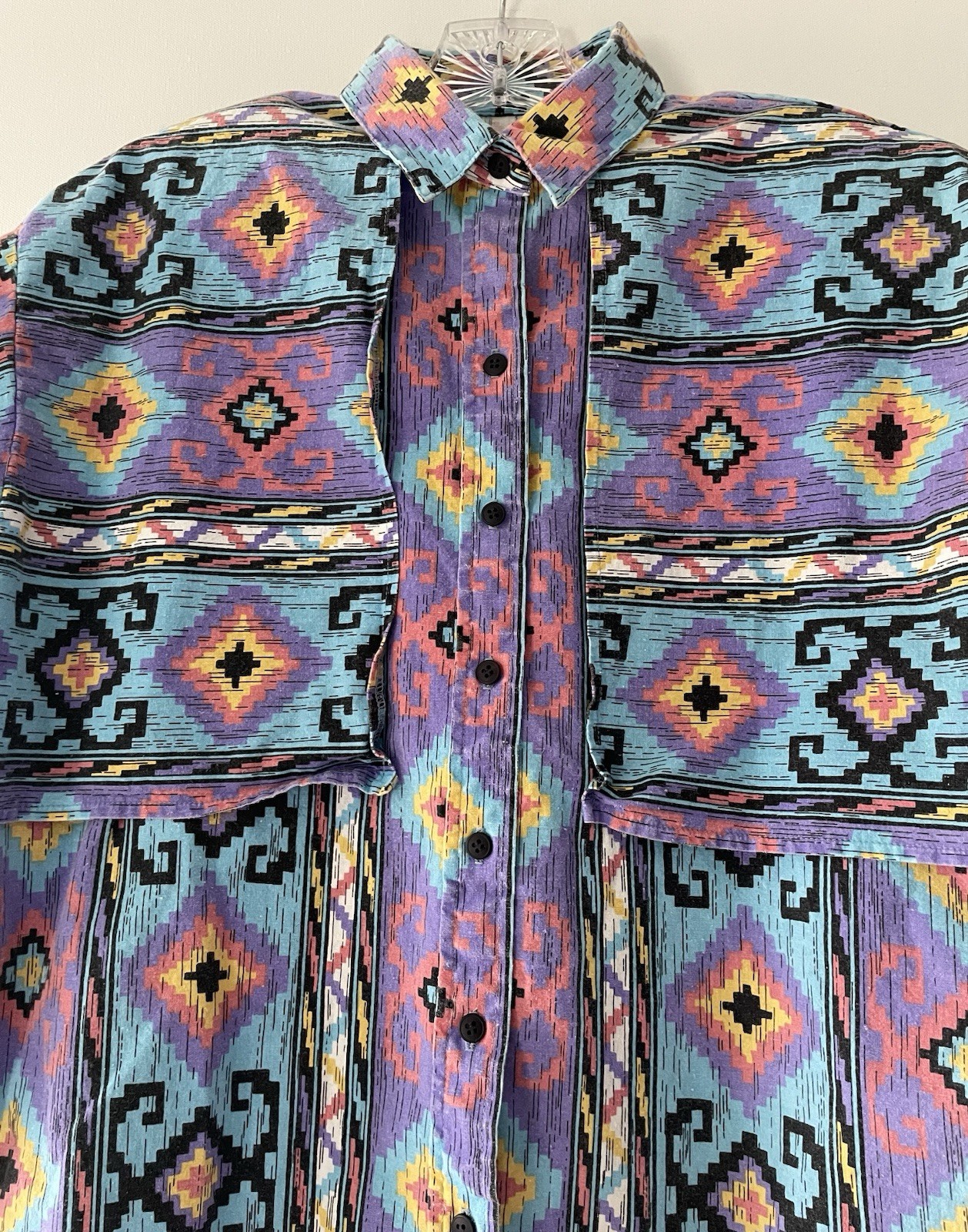 Vintage!Panhandle Slim Women Large Aztec Southwestern Western Shoulder Pad Shirt
