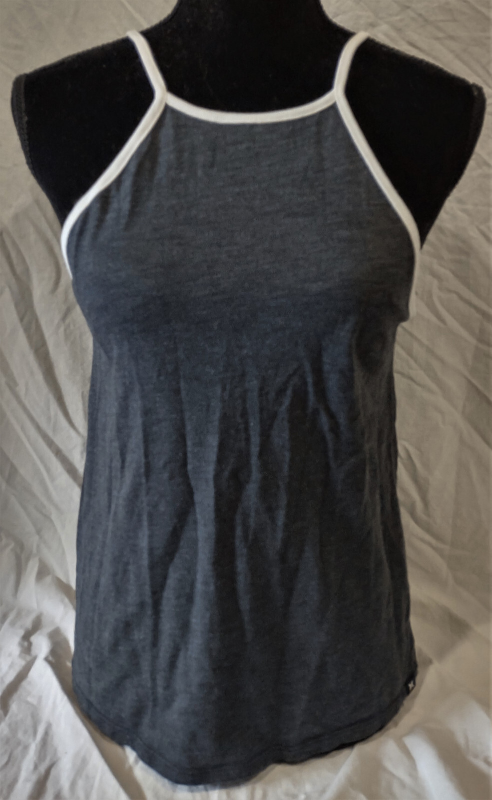 Hurley Dri-Fit Casual Tank Top/Cami–Gray/White Trim/Loose Fit/Low Back–XS