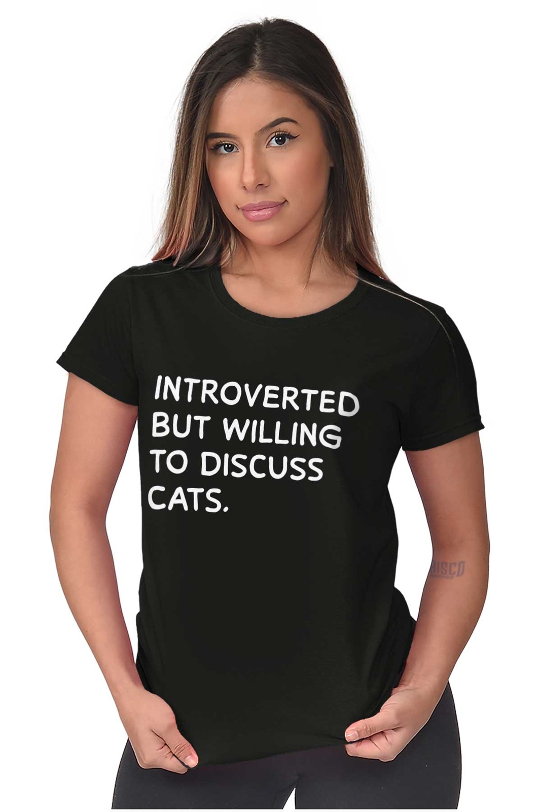 Funny Introvert But Willing To Discuss Cats Graphic T Shirts for Women T-Shirts