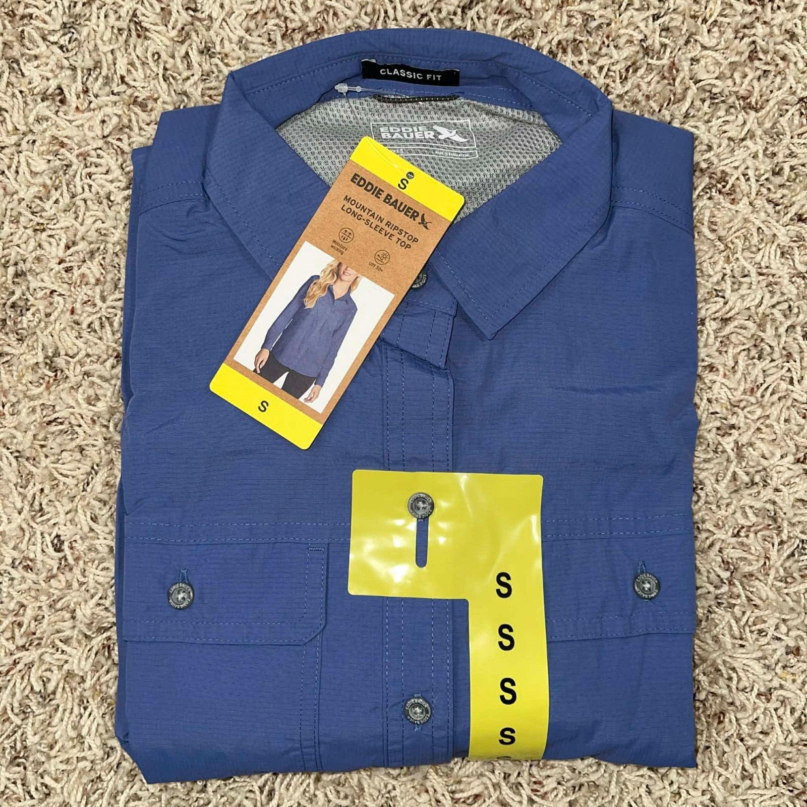 Eddie Bauer Women’s Mountain Ripstop Long Sleeve Shirt Blue, Choose Size S/M/XXL