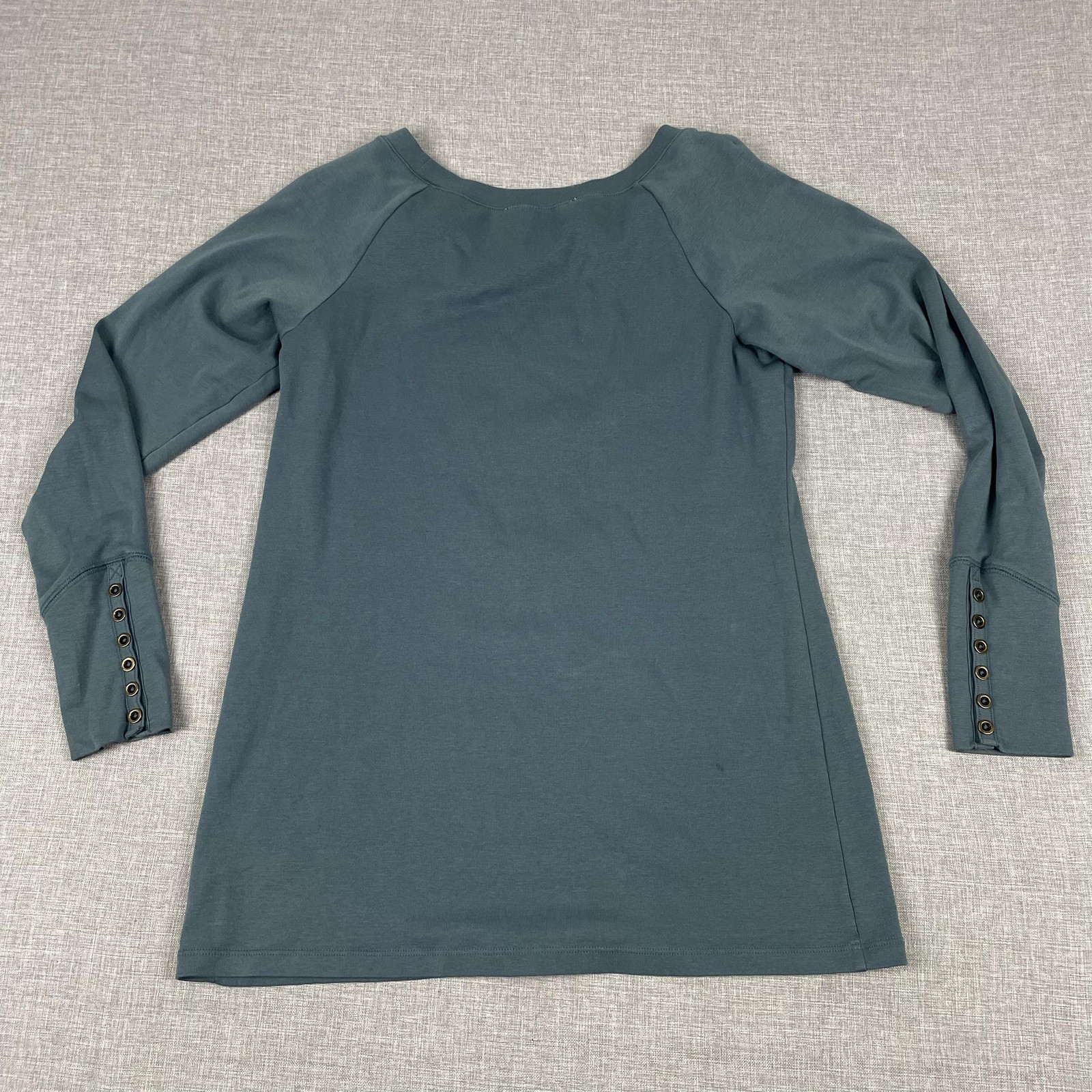 Peruvian Connection Shirt Womens XL Blue Boat Neck Long Sleeve Tunic Pima Button