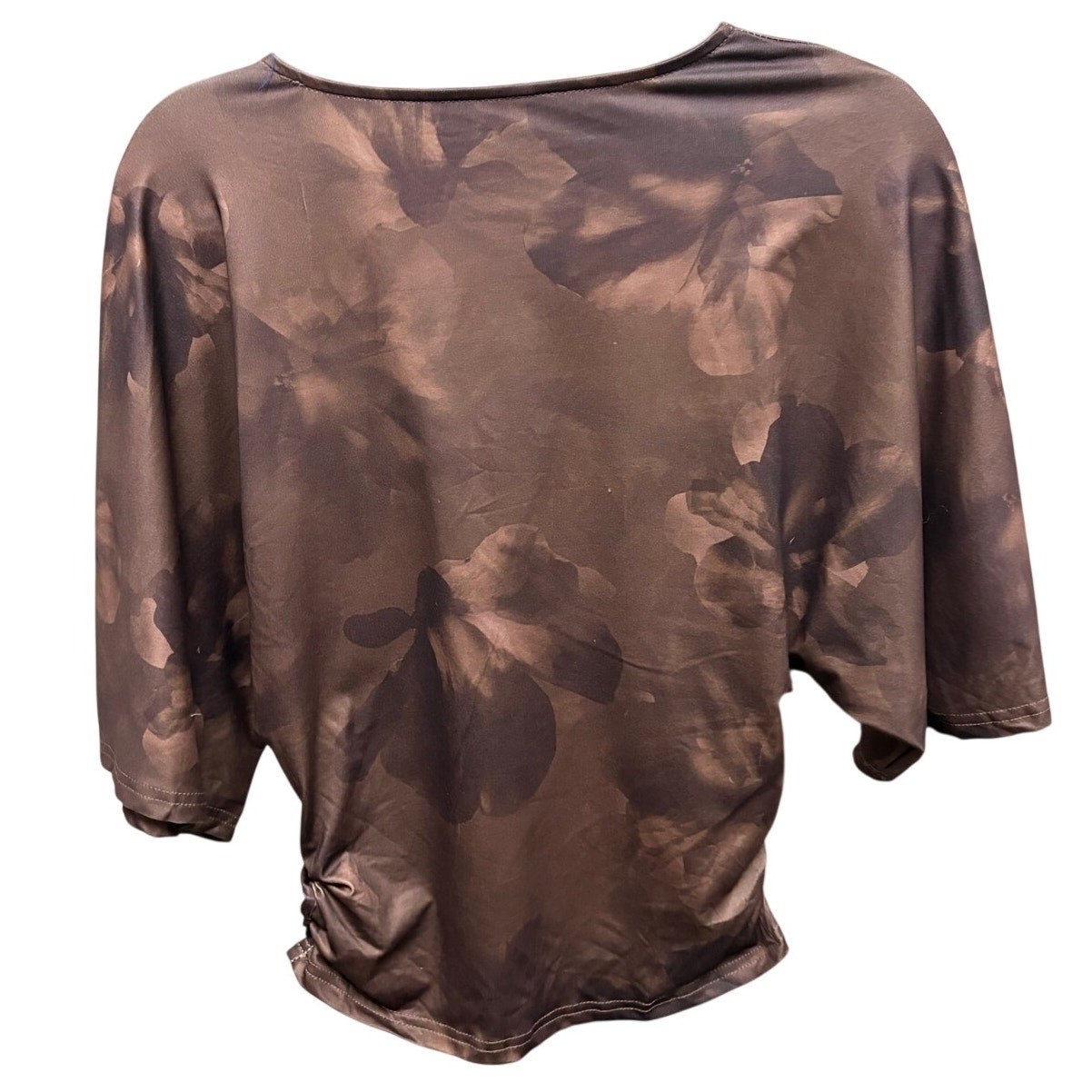 NWOT-M-Shein Bae Brown Batwing Sleeve Top w/ Ruched Waist