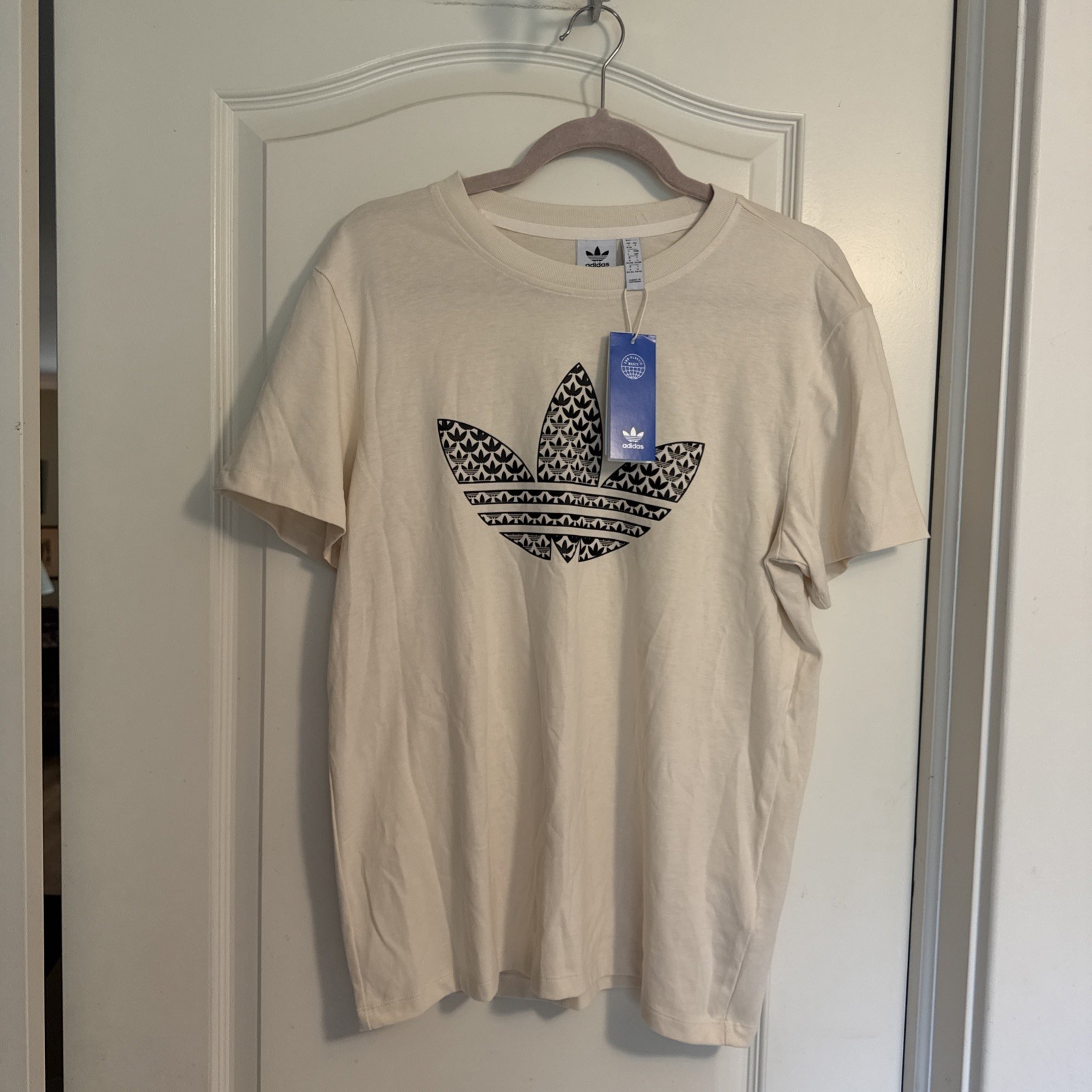 NWT Unisex Adidas Sz S Monogram Infill T-Shirt Original Wonder White Short Sl