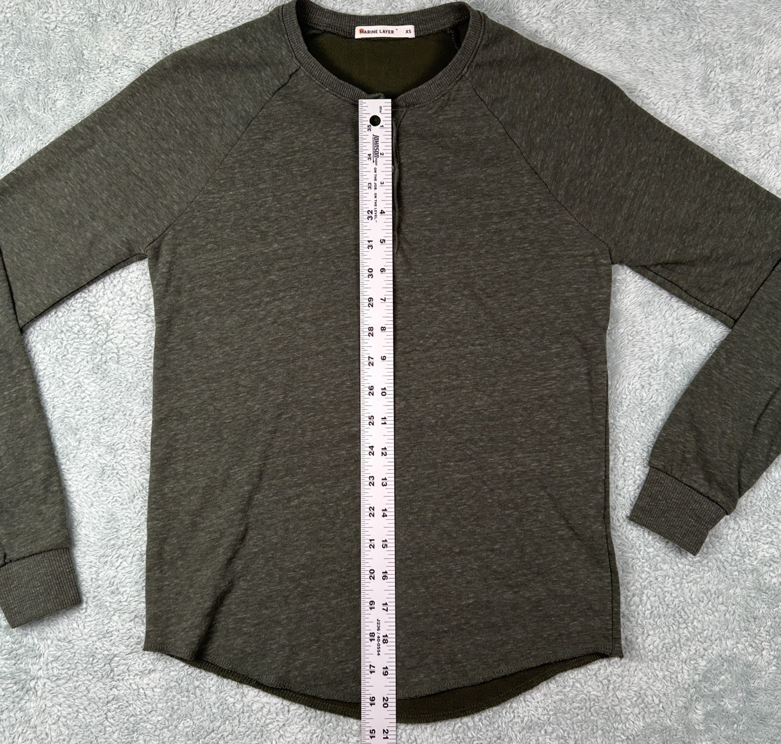 Marine Layer Henley Long Sleeve Shirt Women’s Sz. XS Dark Green Raglan USA Made