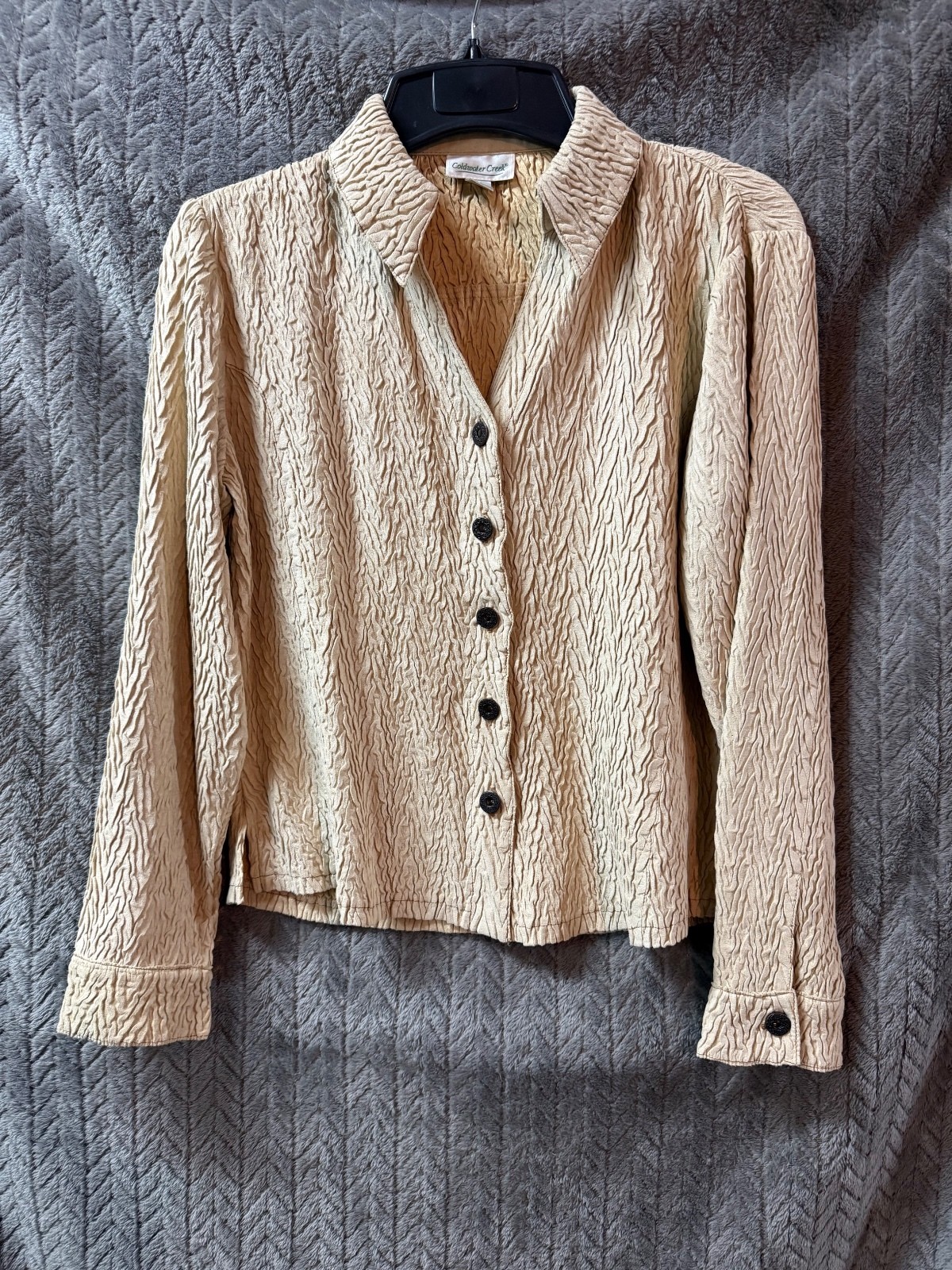 Coldwater Creek Beige Textured Button-Up Blouse Size PS