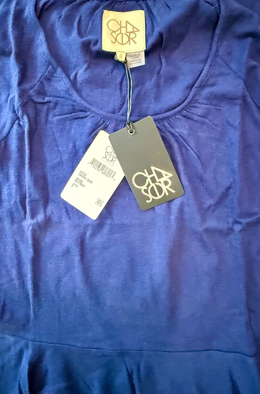 Chaser Blue Sailboat Bell Sleeve Ruffle Peplum Top Size S New With Tags