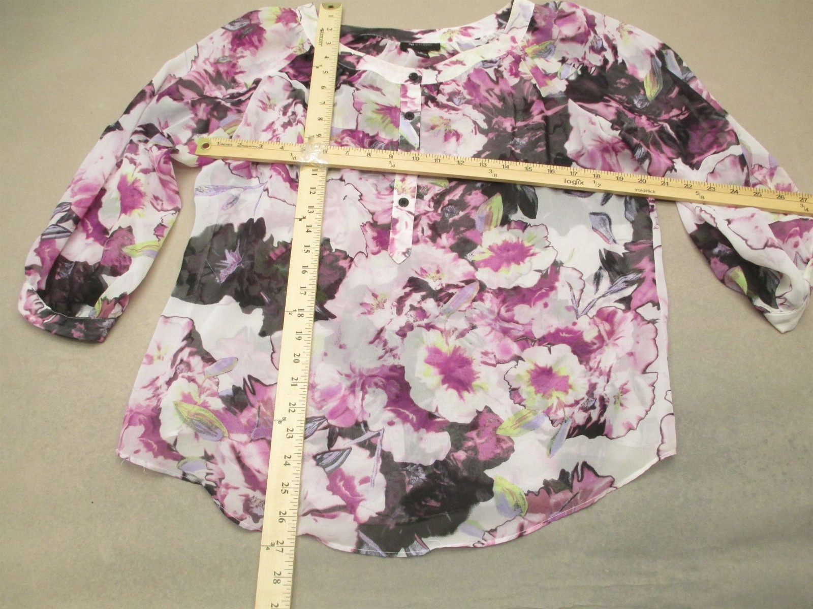 AB Studio Size L Womens Multicolor Floral Buttons Lightweight Beauty Top 046