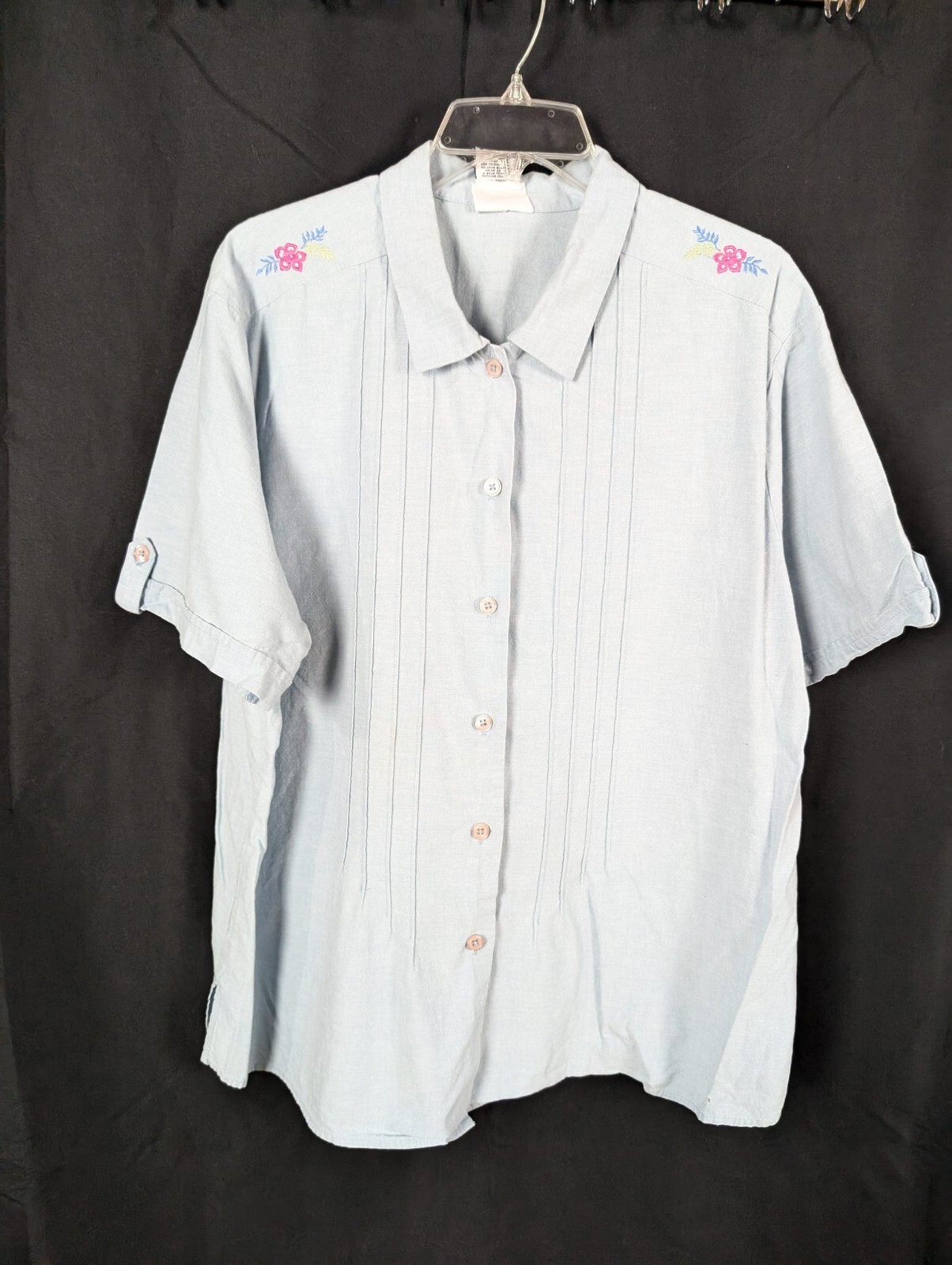 Bobbie Brooks Women’s Light Wash Blue Denim W/ Button Front Collared Shirt
