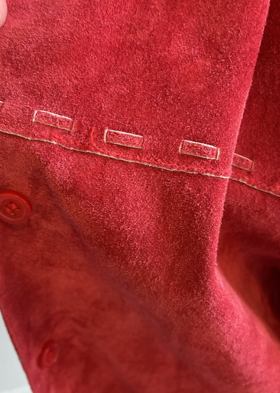 Vintage Red Genuine Suede Leather Shirt Jacket Women’s M Retro Western Boho 90s
