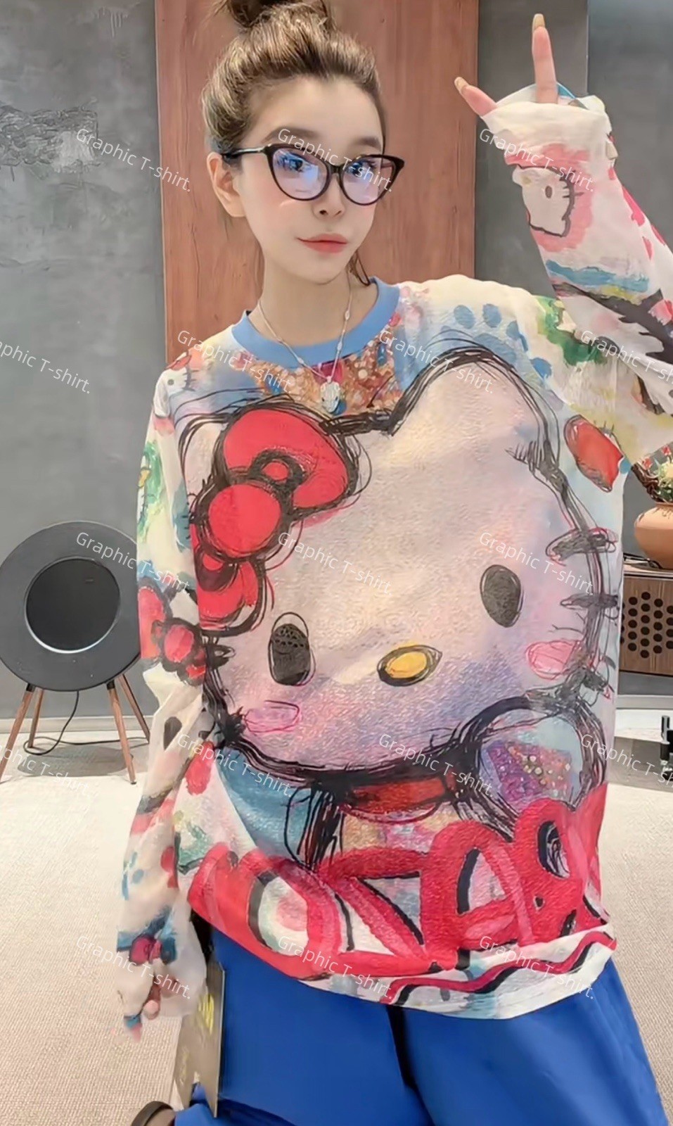 New SummerKawaiiY2k Japanese Sanrio Hello Kitty Ice-silk cotton sun-protection