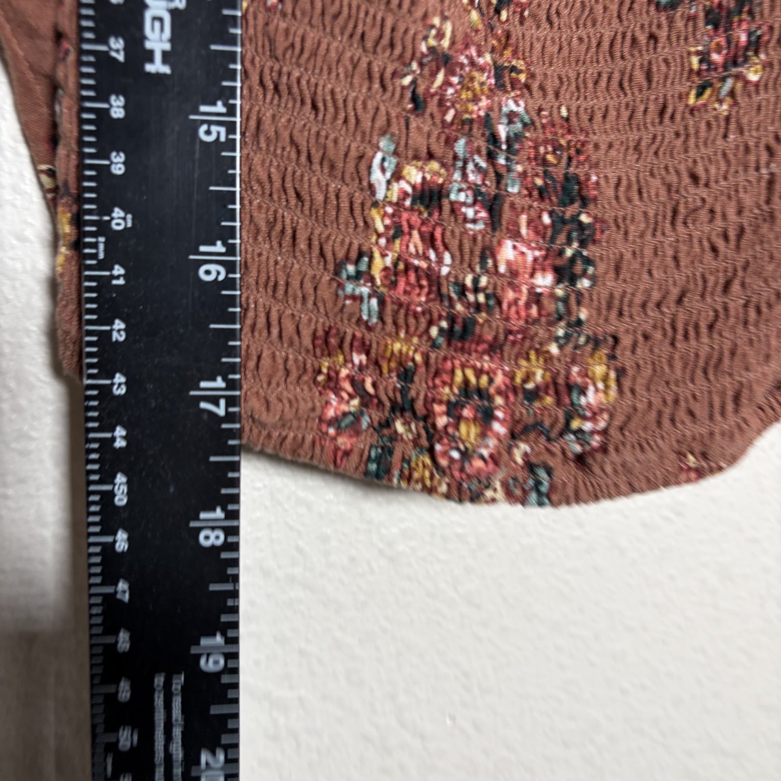 O’Neill Blouse Women’s XS Brown Cropped Smocked Short Sleeve Ruffle Boho