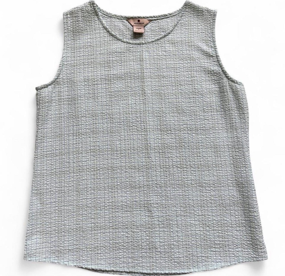 Woolrich light teal plaid patterned tank top with subtle textured weave size S