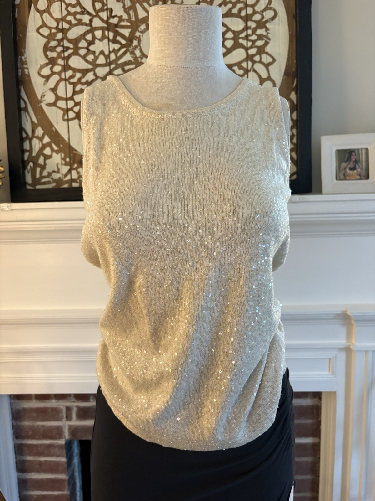 Berkeley Cashmere and Silk Blend Beaded Tank Size Medium Made In Italy
