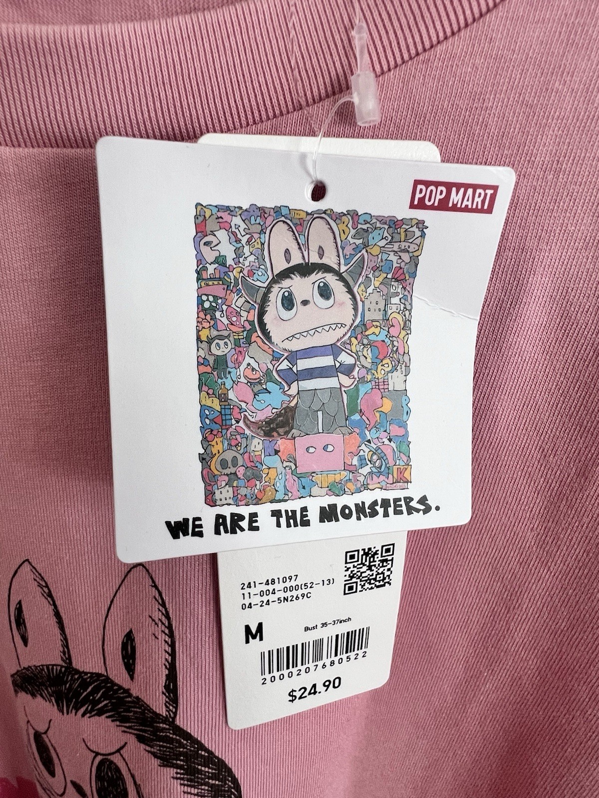 Uniqlo x POP MART UT Graphic T-Shirt THE MONSTERS LABUBU Pink New Japan Medium M