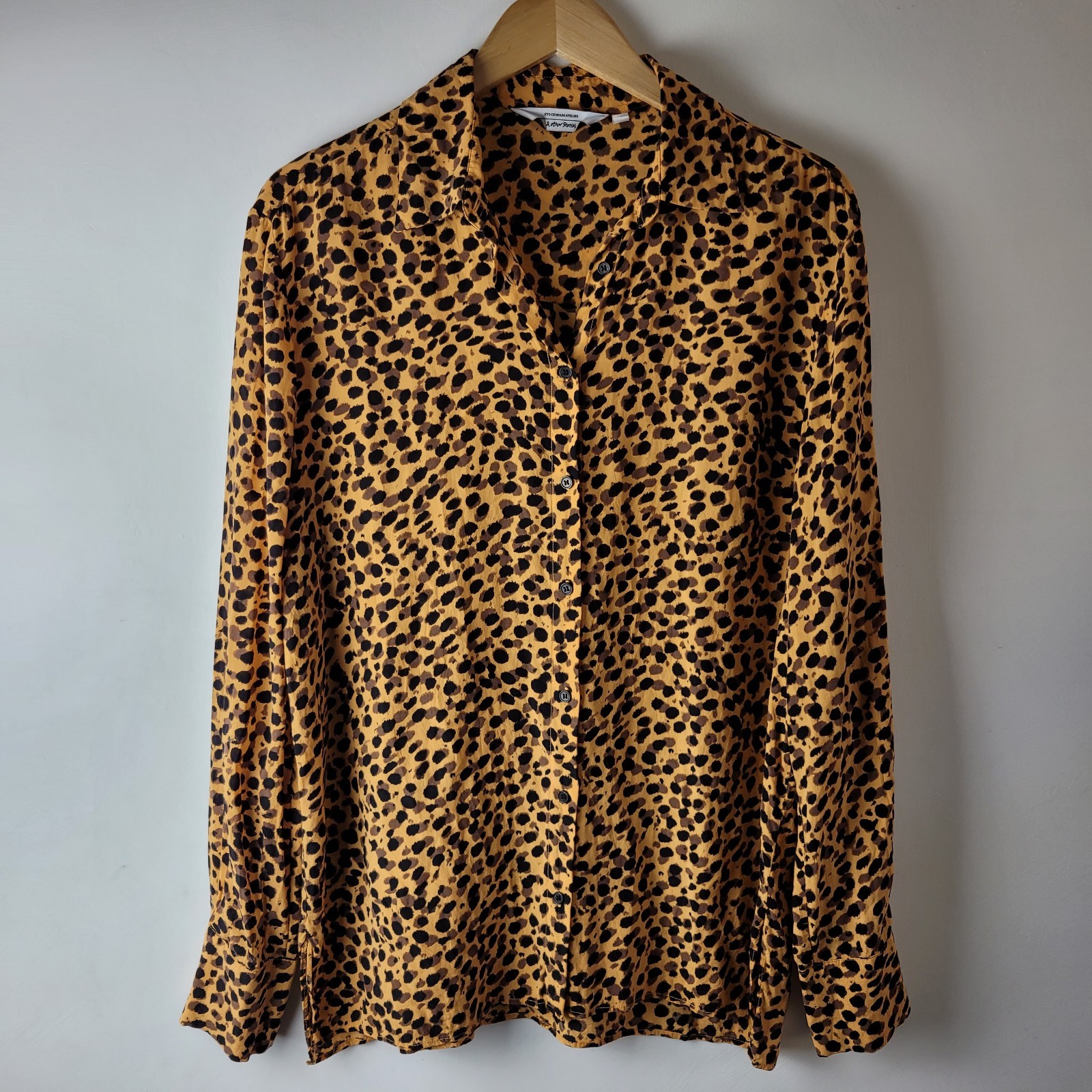 & Other Stories Women EUR 38 Orange black Animal Spot Blouse Casual Work Smart