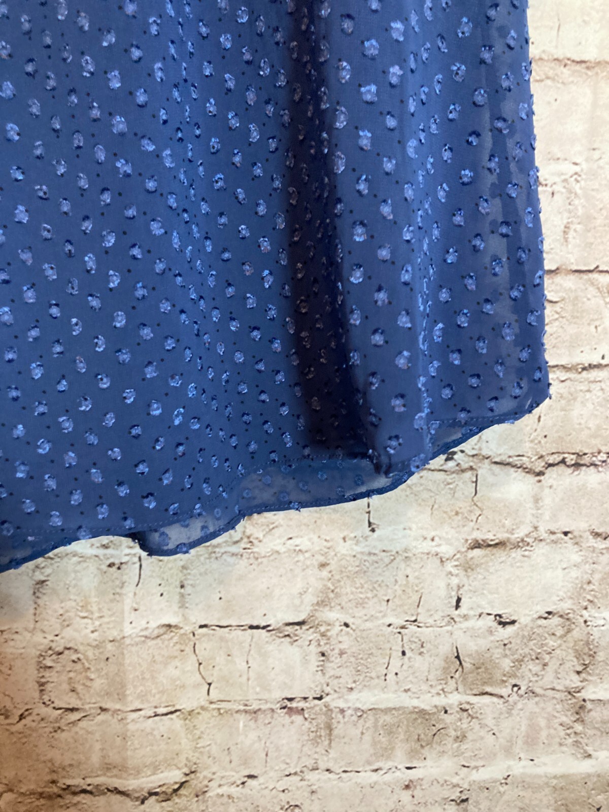 Everleigh Top Womens Small Midnight Blue Embroidered Polkas High Smock Neck