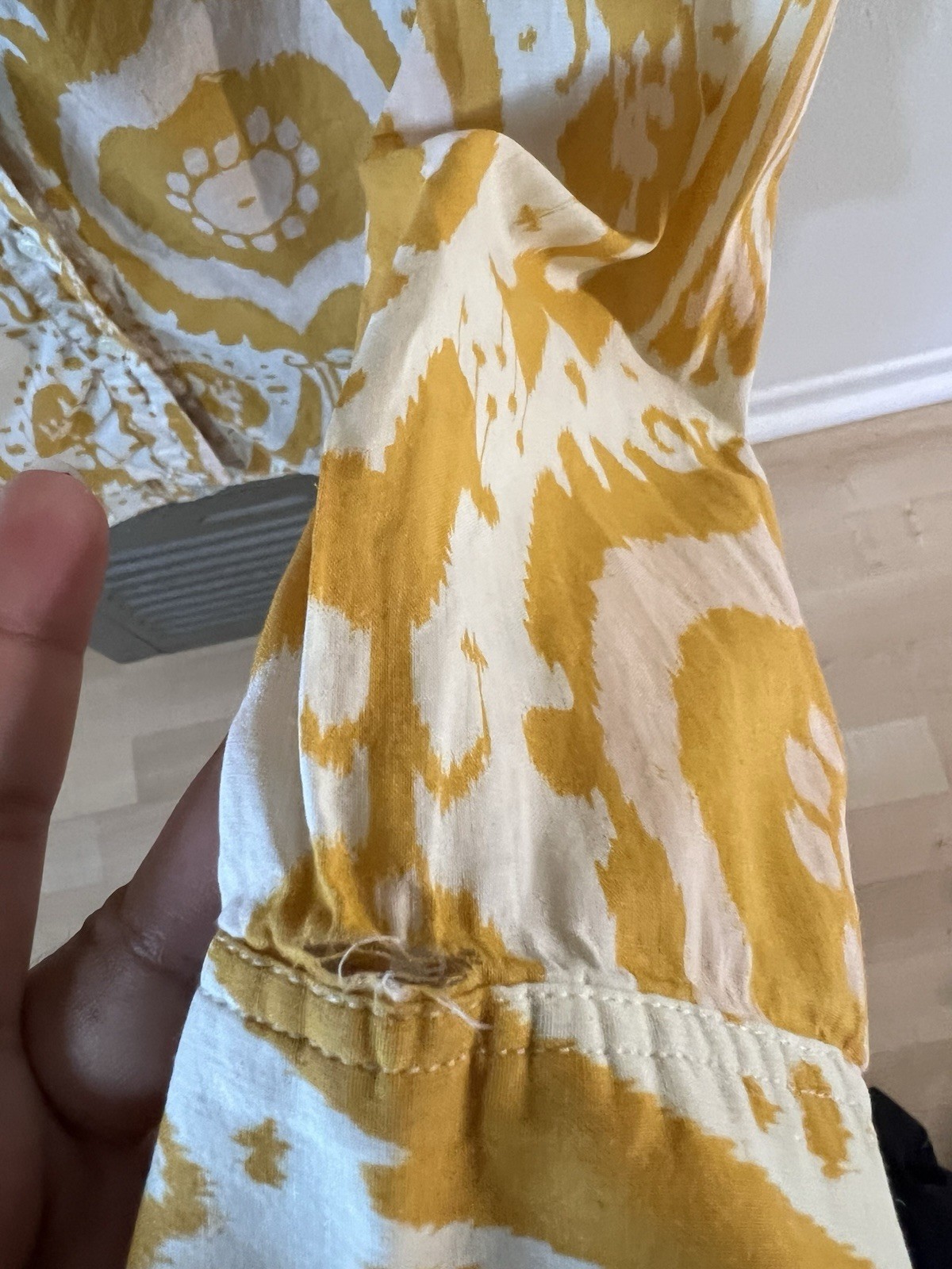 J.Crew The Perfect Shirt Yellow Ikat Print Cotton Button Down Small Summer Top