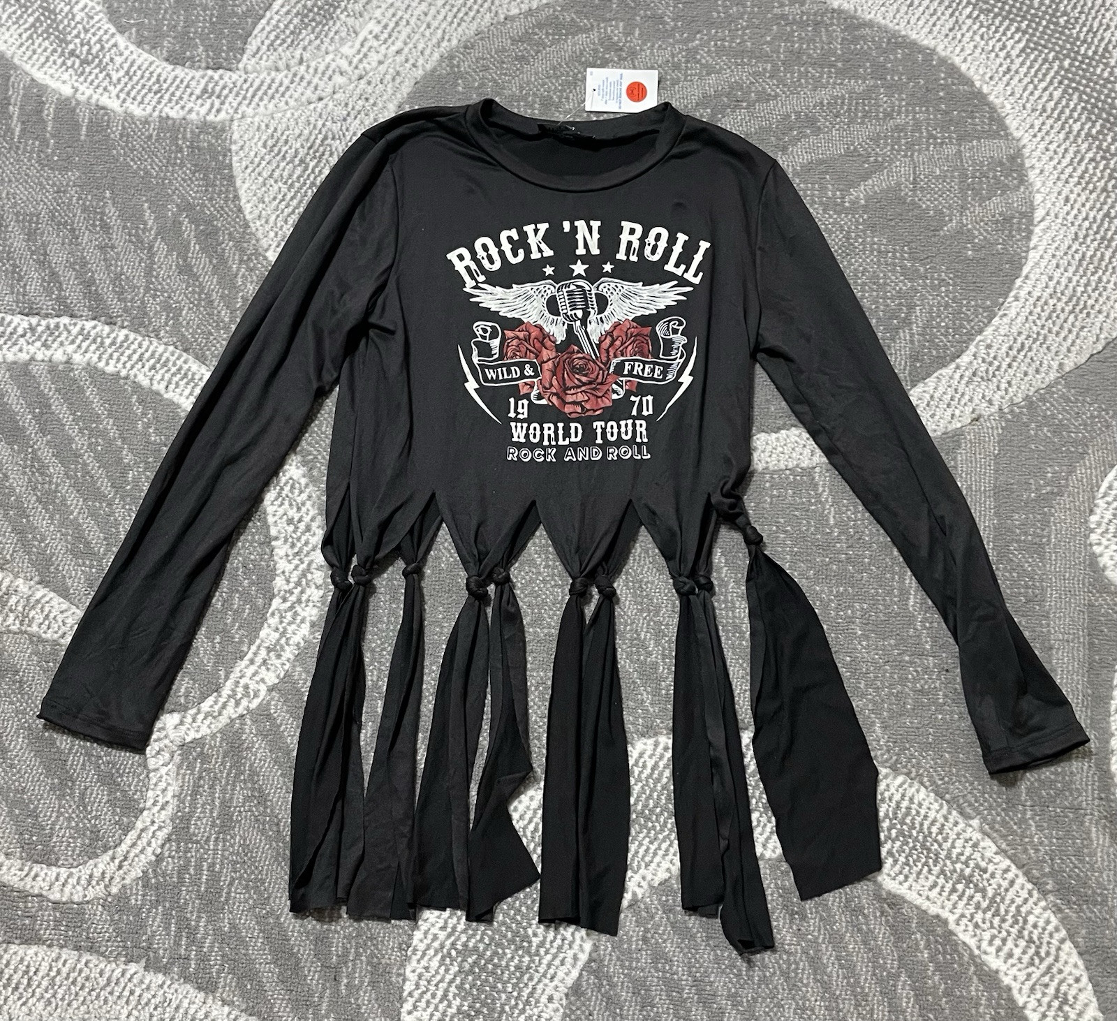 Julia By Love J Cut and Tie Rock & Roll Wild and Free Long sleeve T Shirt M