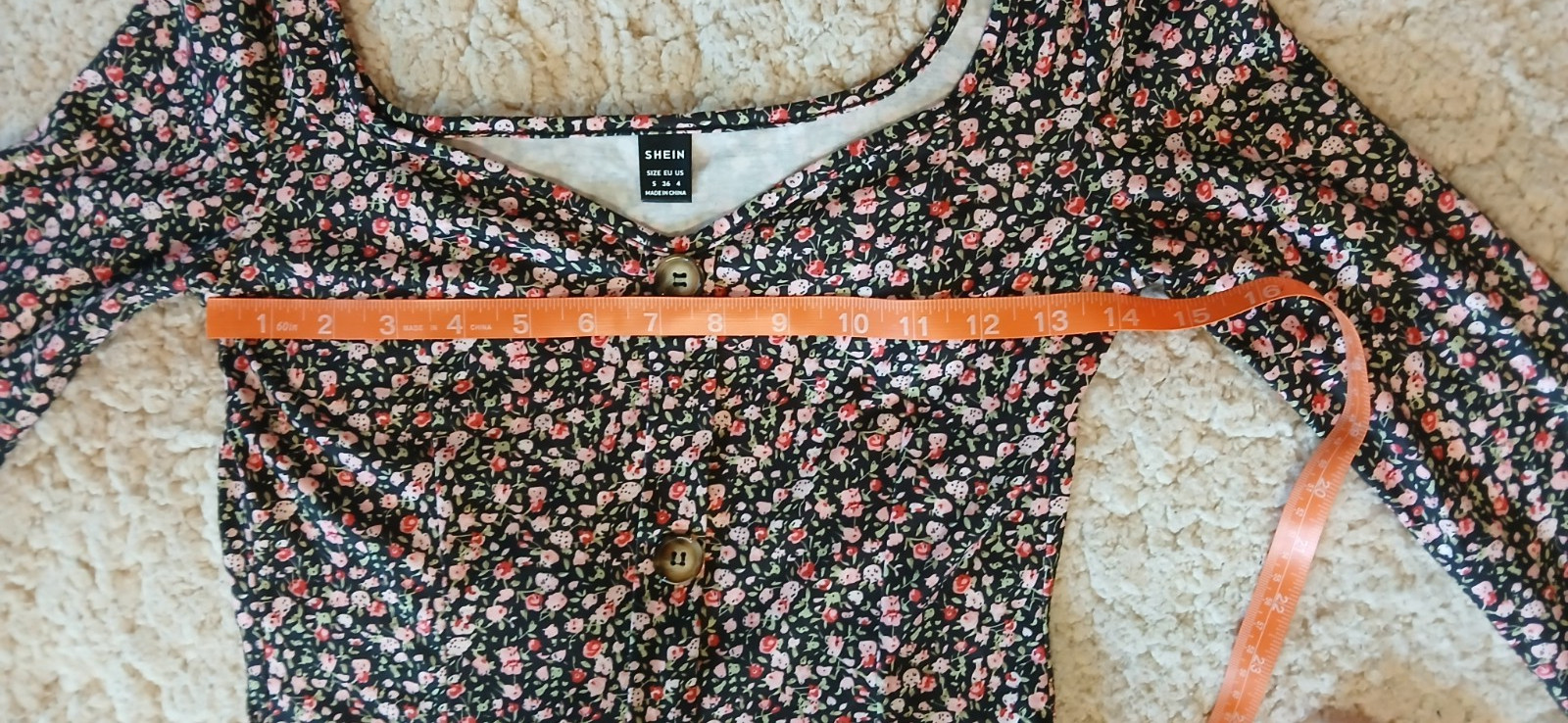 Long Sleeve Black Floral Top Size S US 4