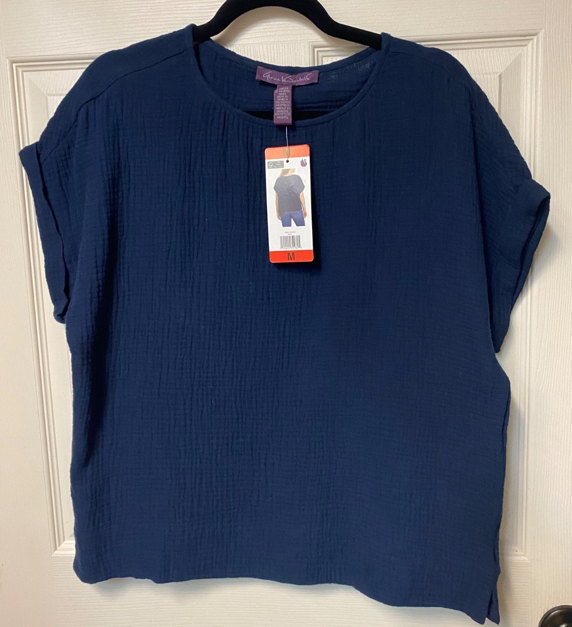 NWT Gloria Vanderbilt Womens Short Sleeve Cotton Gauze Pullover Med Choose Color